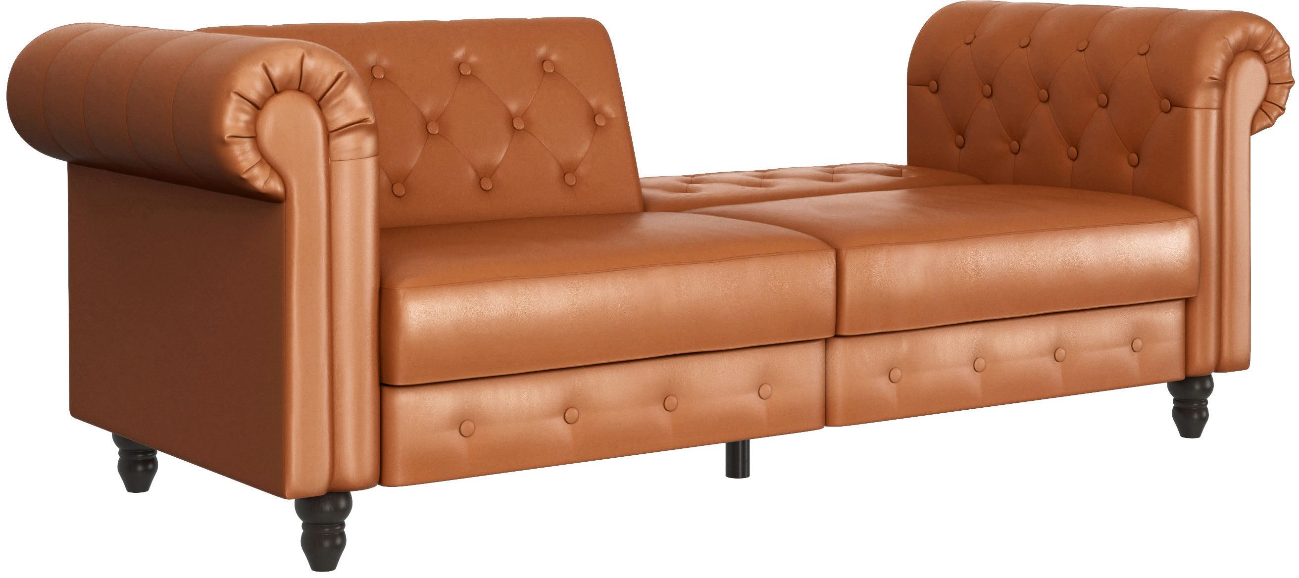 Dorel Home 3-zitsbank Felix, slaapbank 236 cm(ligoppervlak 108 x 190 cm), rugleuning 3-voudig verstelbaar, velours, kunstleer, luxe vintage microvezel
