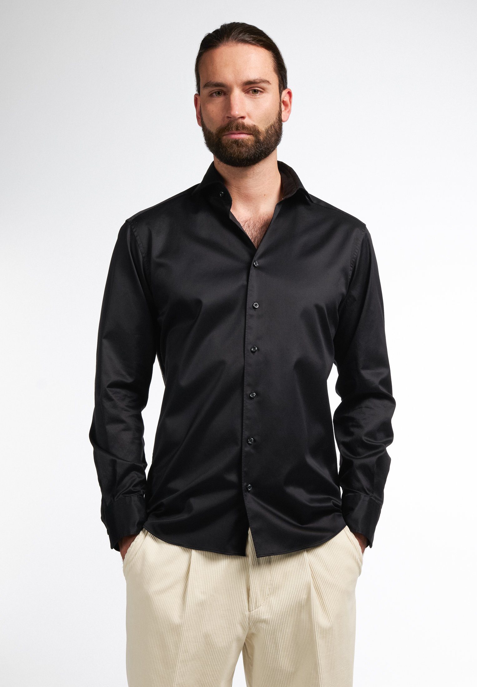 Eterna Overhemd met lange mouwen MODERN FIT EASY IRON (gemakkelijk te strijken) heren overhemden maat 39 zwart