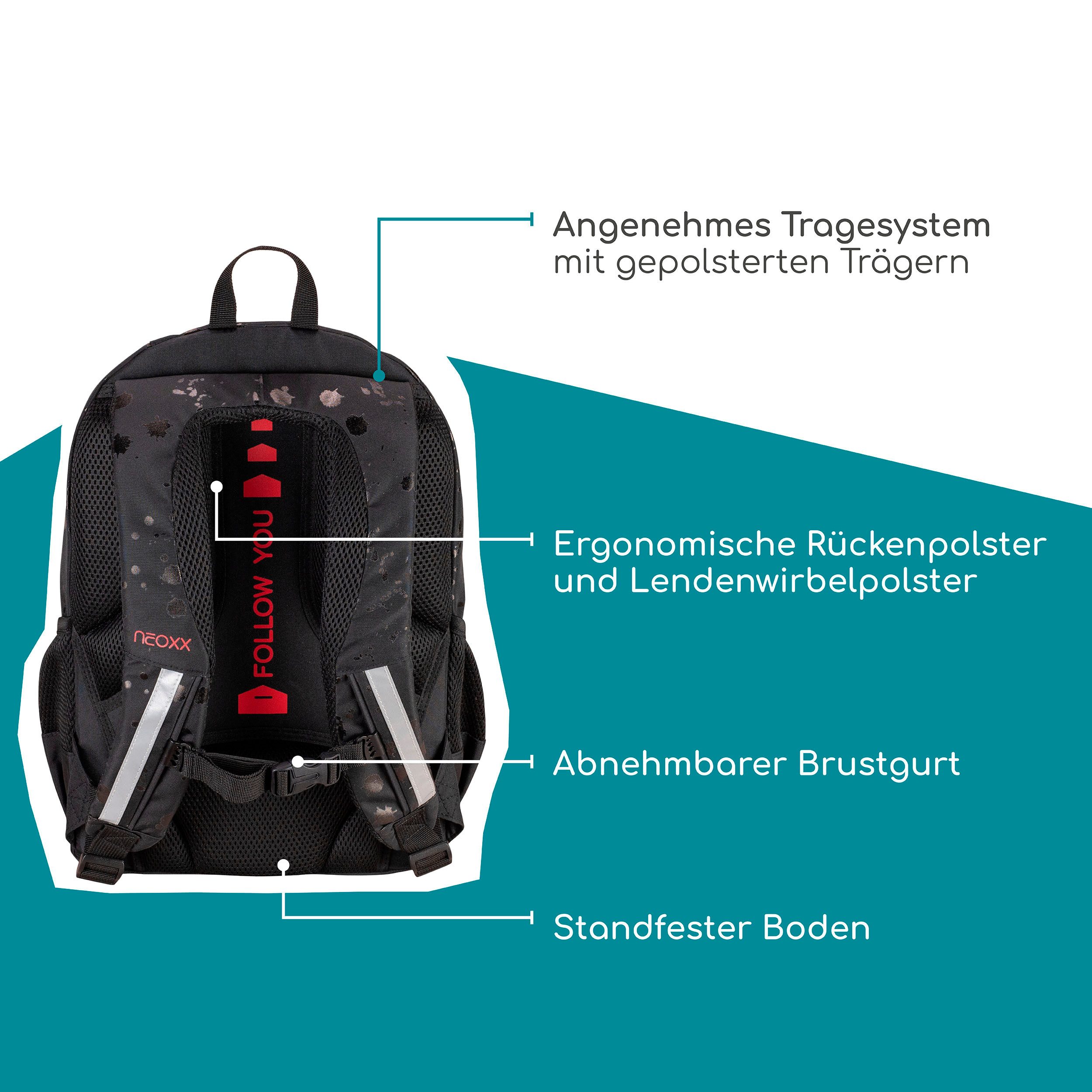neoxx Schoolrugzak Flow, Splash Black gedeeltelijk van gerecycled materiaal