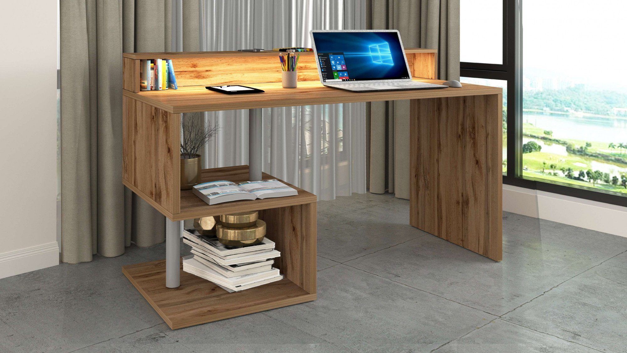 INOSIGN Bureau Essence, modern ontwerp in verschillende breedtes, met en zonder monitorsteun, gemaakt in italië