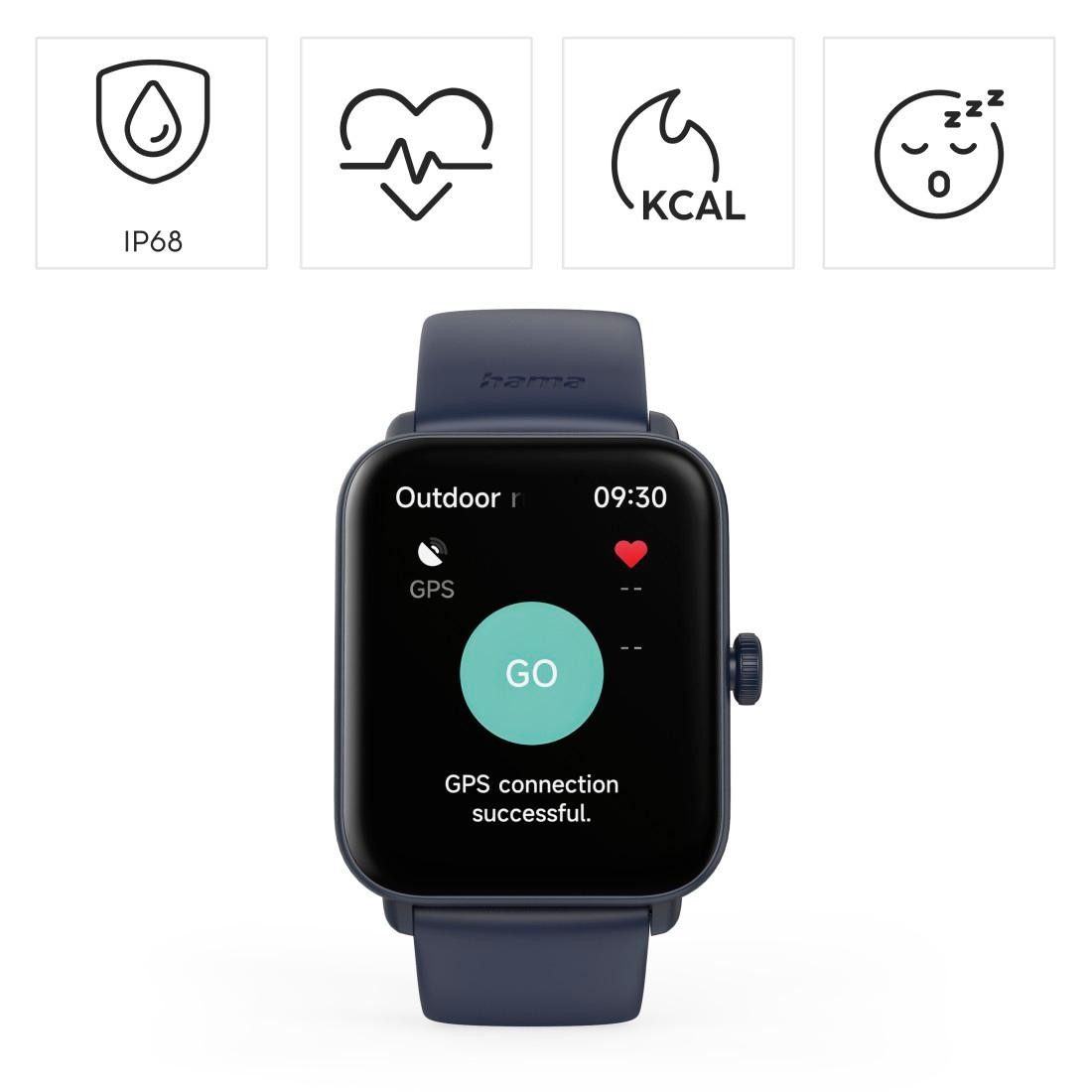 Hama Smartwatch 1,65“ met GPS (fitness, belfunctie, hartslag, waterdicht)