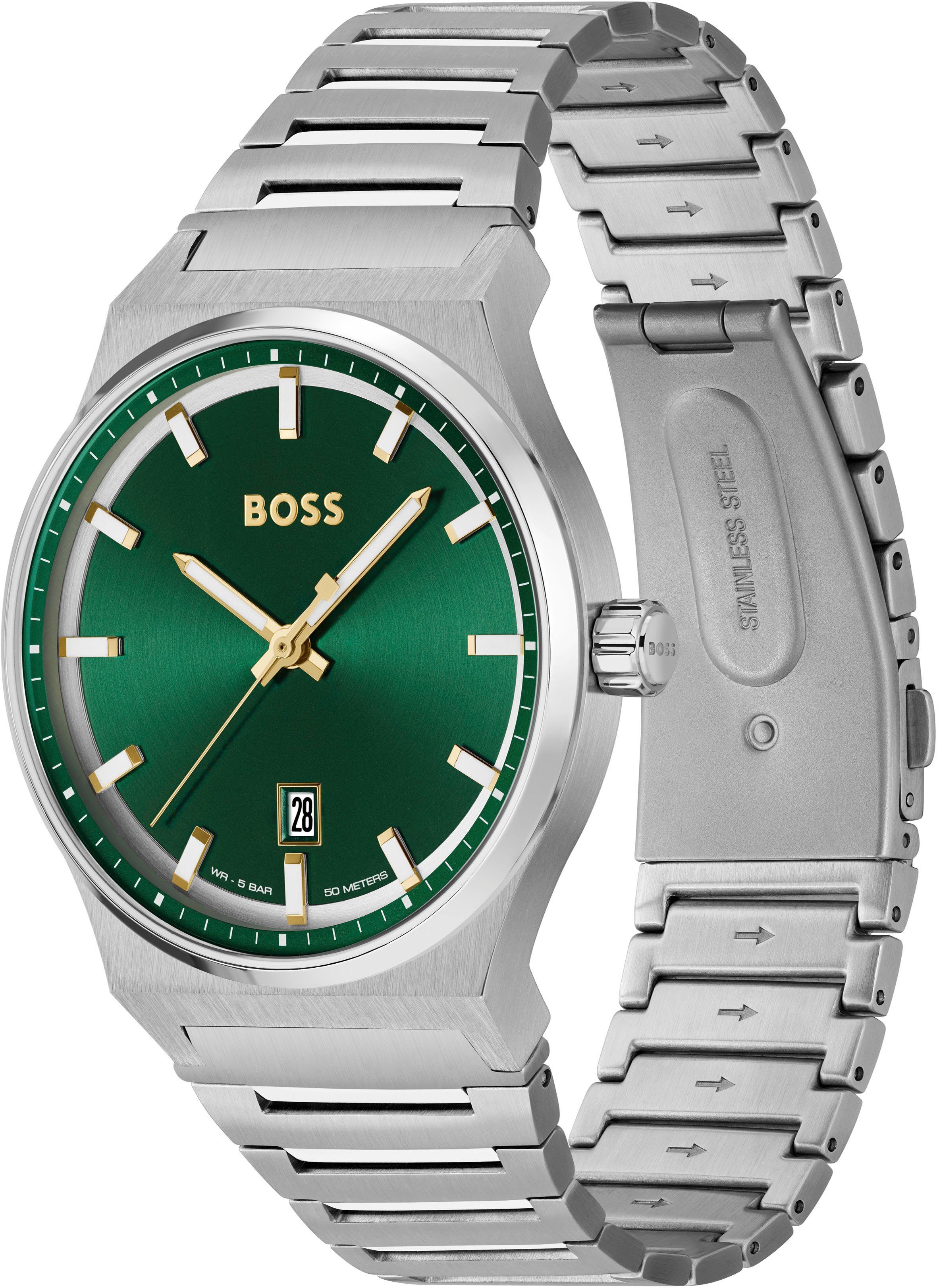Boss Kwartshorloge CANDOR Herenhorloge, dameshorloge, horloge, datum, roestvrijstalen band