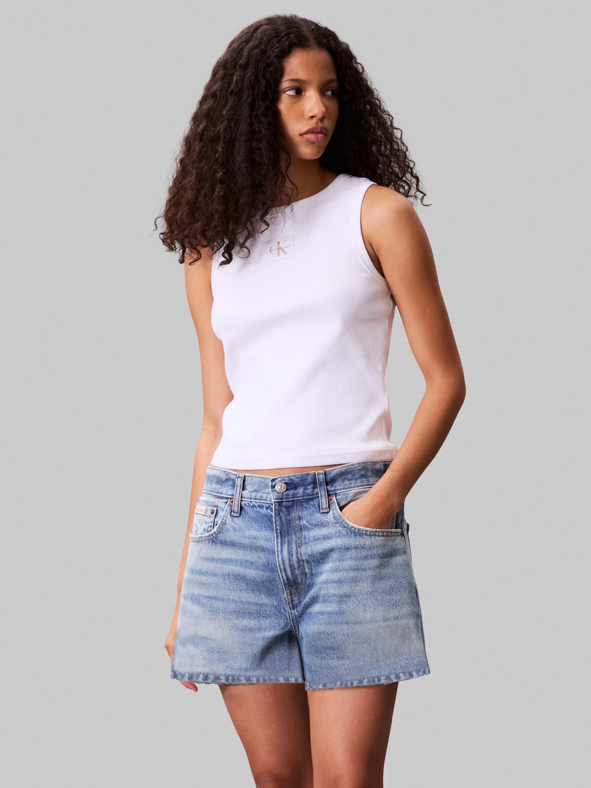 Calvin Klein Tanktop A - WVN LBL 2X2 CTTN