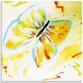 artland print op glas vlinder geel (1 stuk) geel