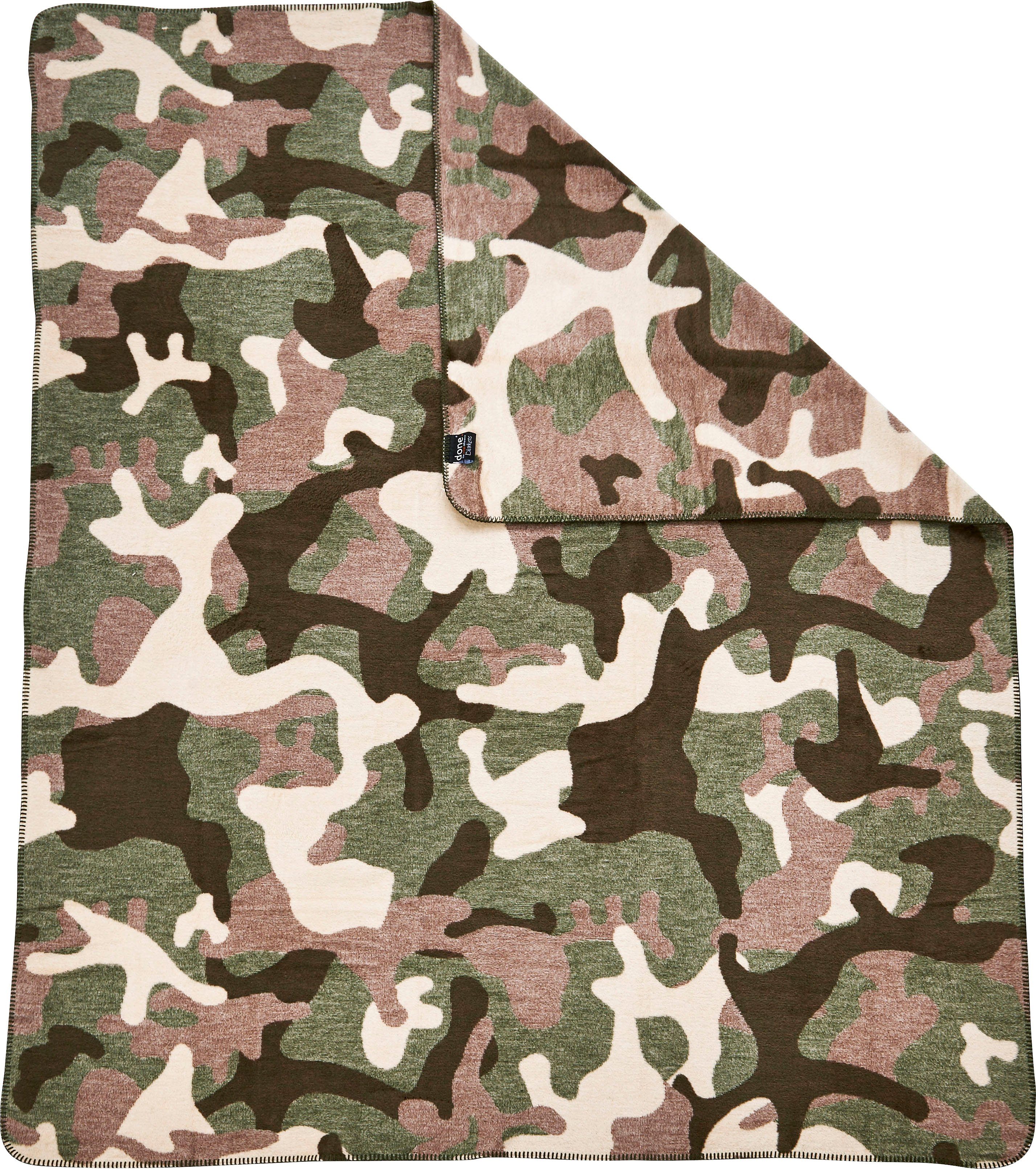 done.® Deken Camouflage Deken met insluitende siernaad, knuffeldeken