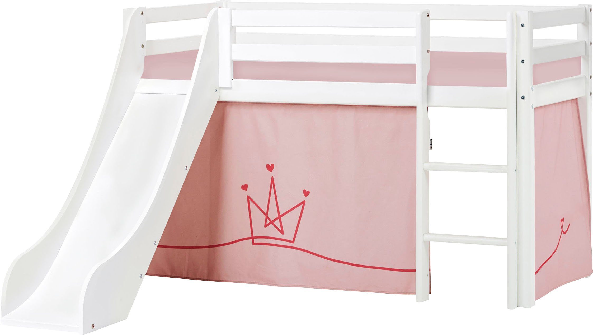 Hoppekids Hoogslaper "Princess" Glijbaan & gordijn roze en veel keus