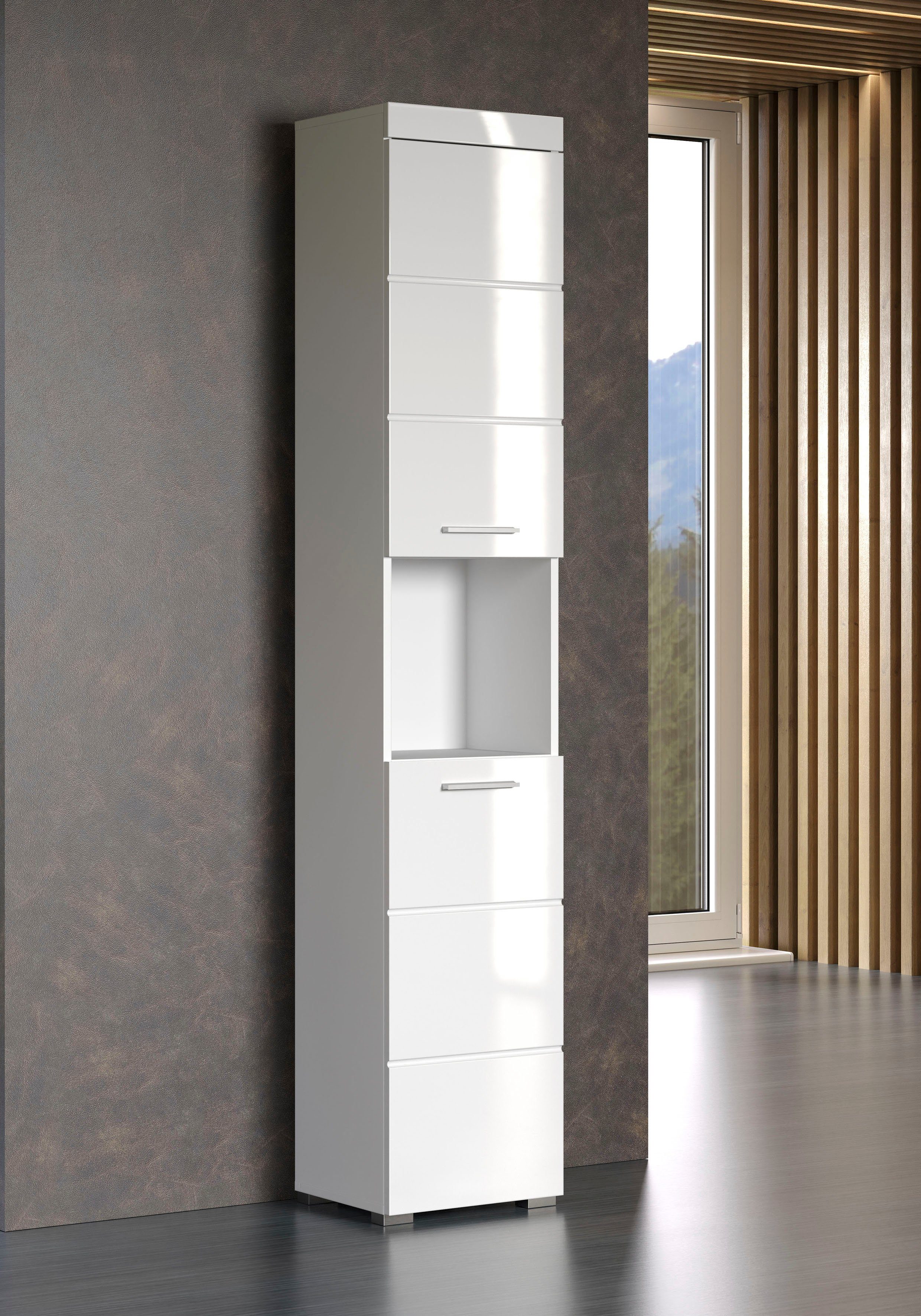 INOSIGN Hoge kast Avena Badkamer hoge kast met open vak, 2 deuren en 2 planken