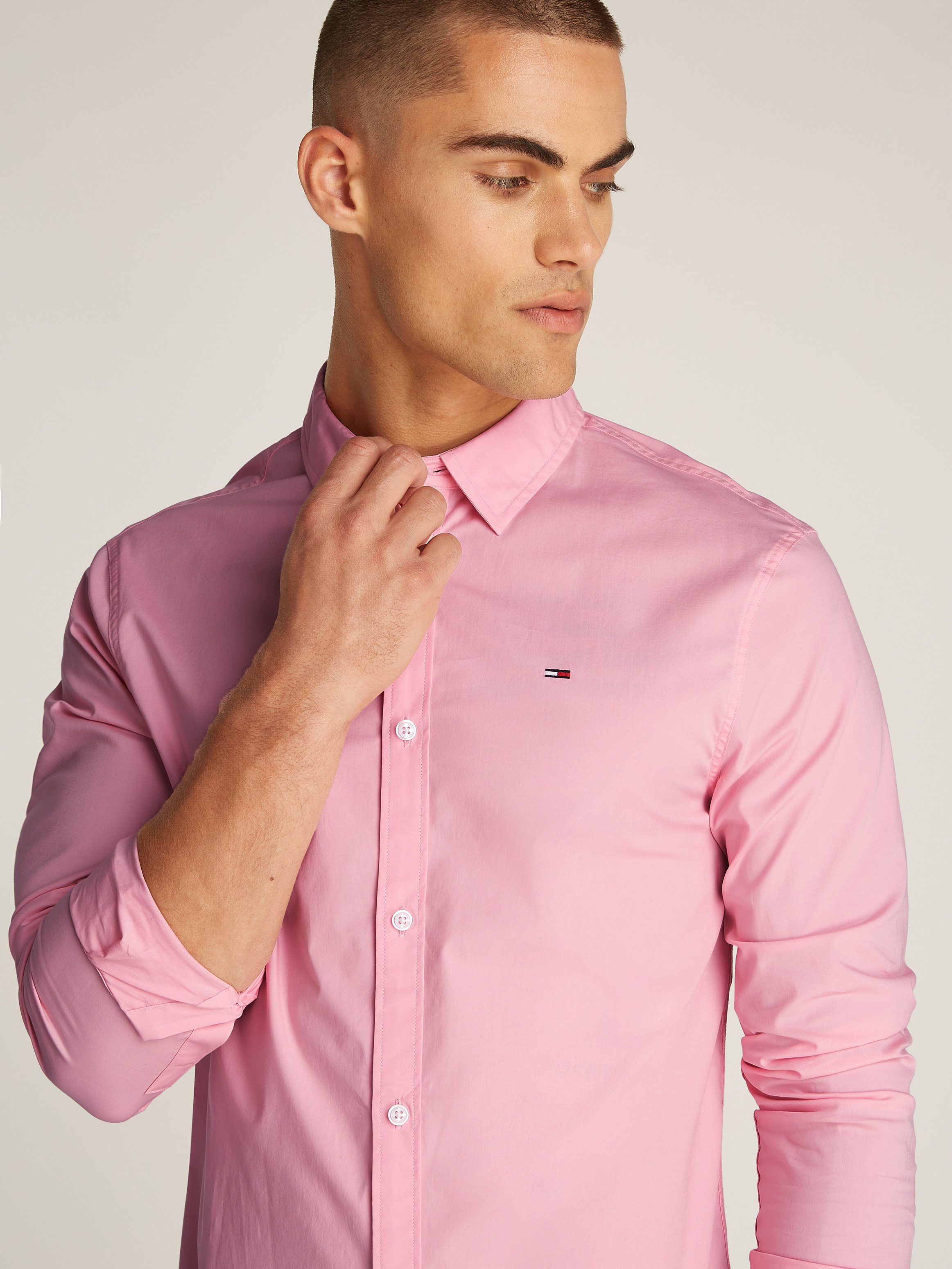 TOMMY JEANS Overhemd met lange mouwen Sabim Stretch Hemd Shirt Stretch shirt, premium, slim fit, met elastaan