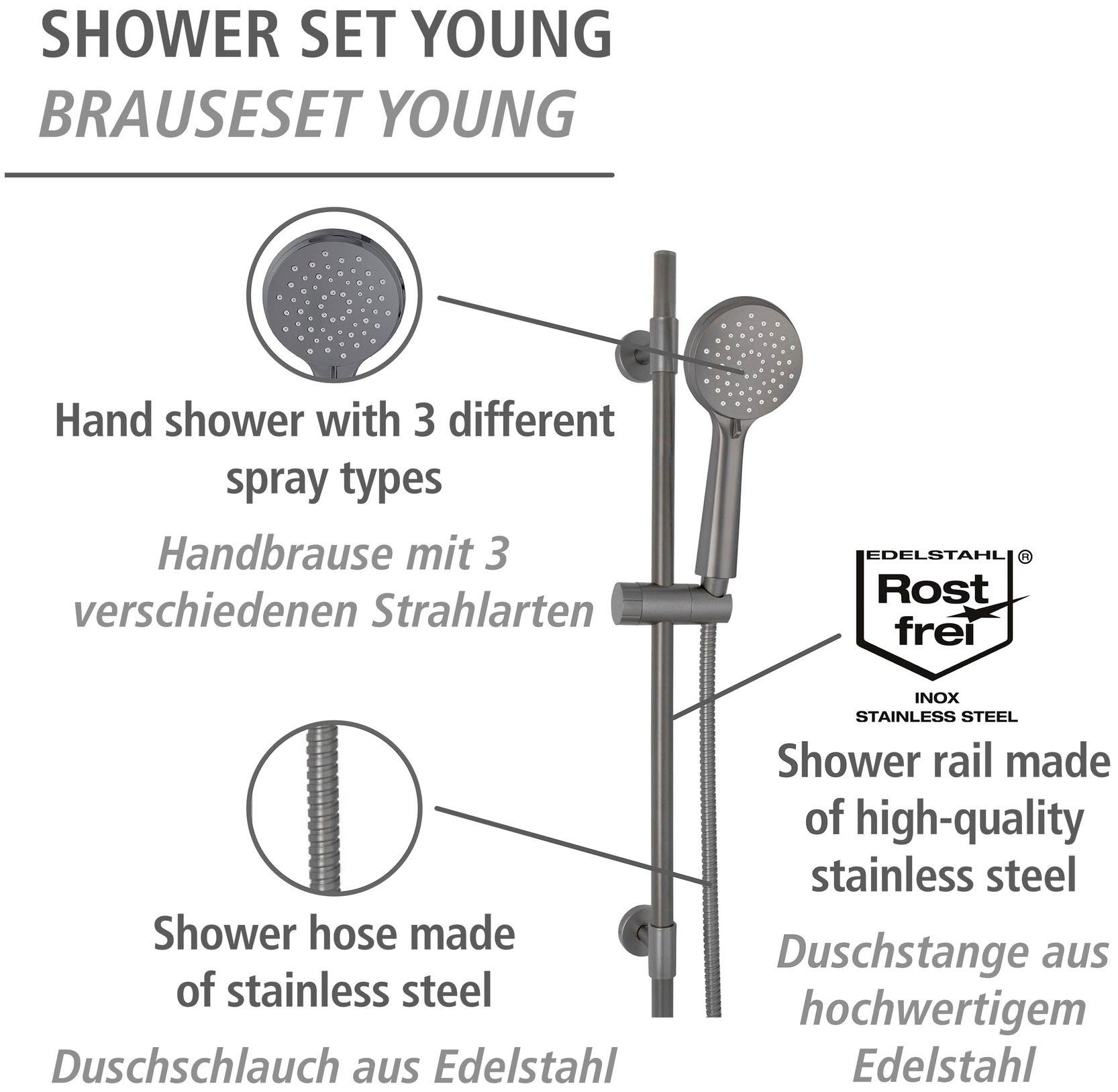 WENKO Slang en handdouche Young Douchebuis incl. houder, handdouche en douche slang