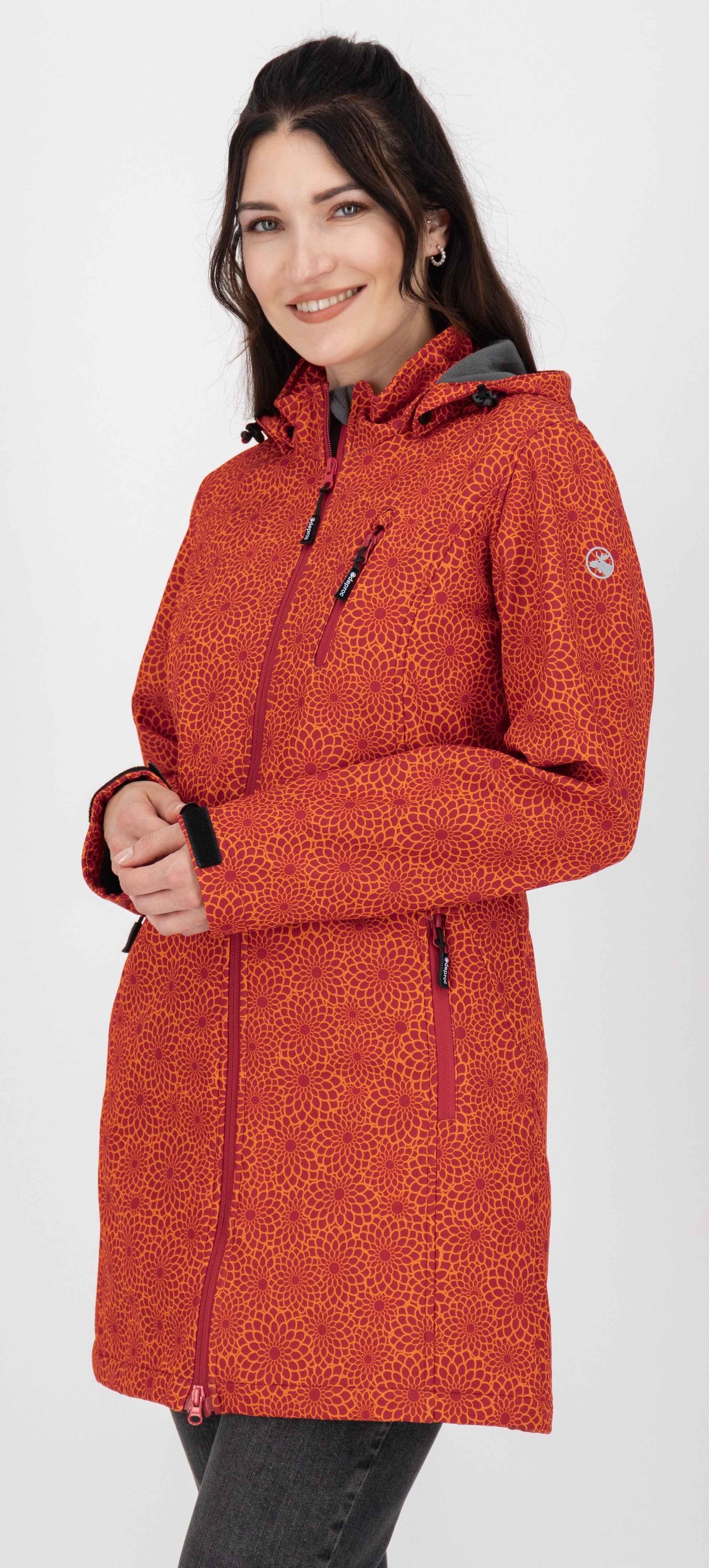 DEPROC Active Softshell-jack SHELBY LONG lichte softshell korte mantel met afneembare capuchon