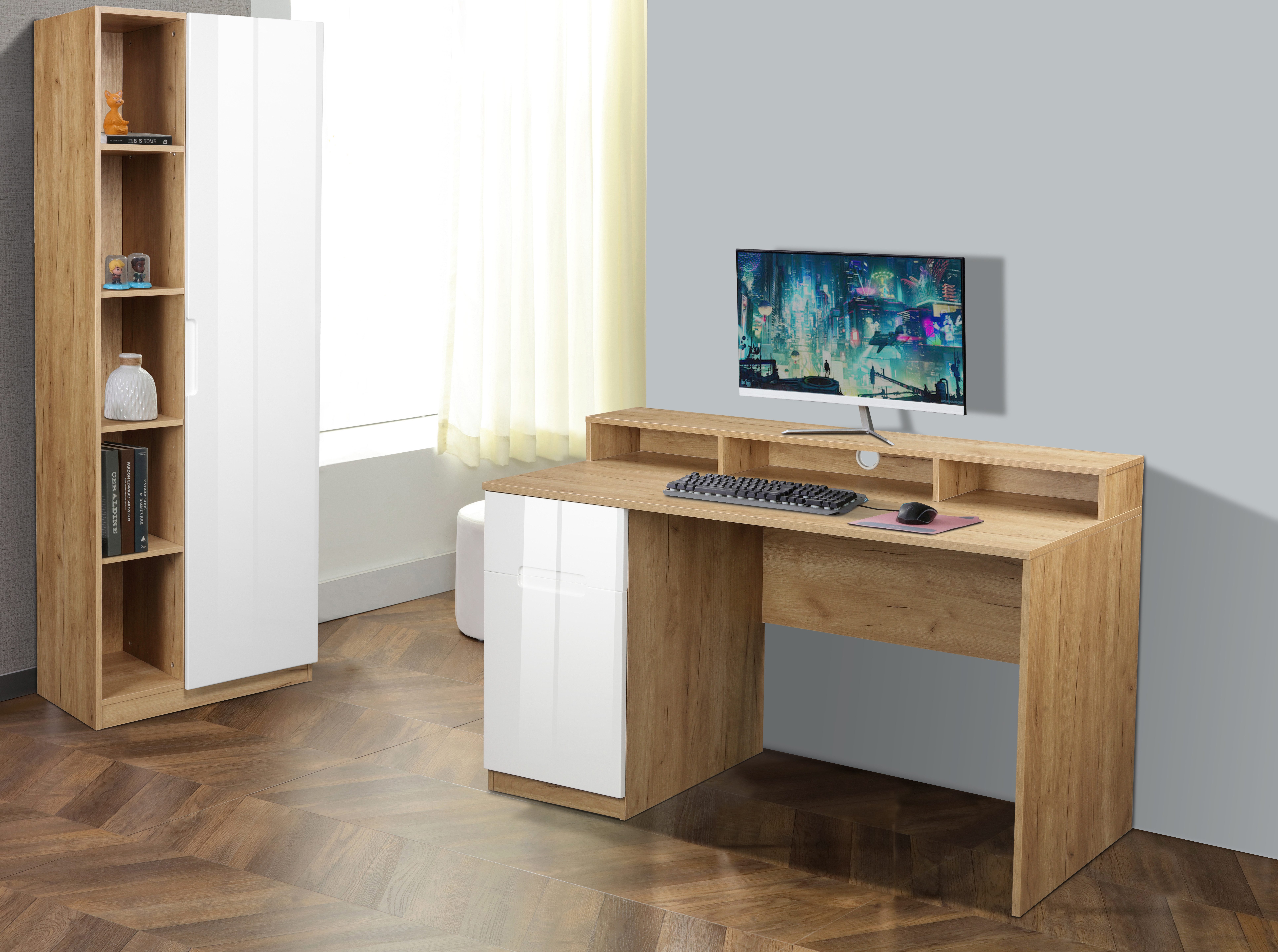 andas Archiefkast Lund met grepen en hoogglans front, 10 vakken, hoogte 180 cm