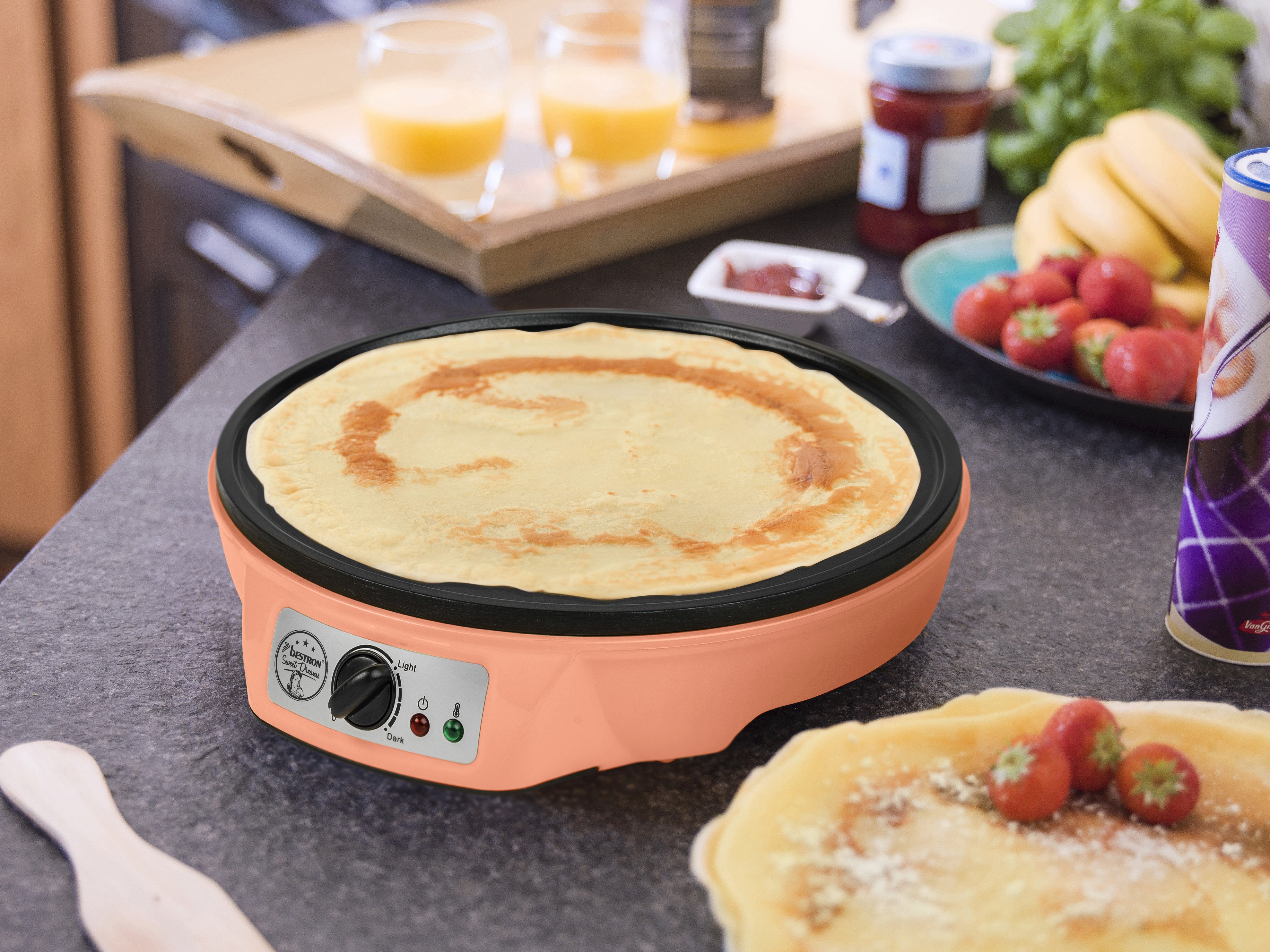 bestron Crêpe maker ASW602 in retro ontwerp, voor crêpes met Ø 30 cm inclusief deegverdeler & crêpesspatel, antiaanbaklaag