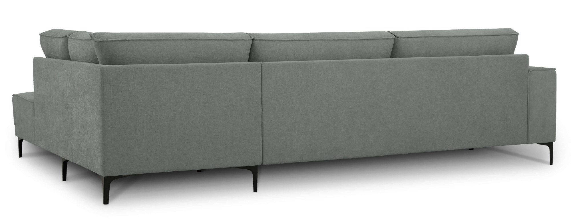 Places of Style Hoekbank Oland, structuur, platweefsel, luxe microvezel, bouclé L-vorm, 289 cm, golfondersteuning, Scandinavisch ontwerp, metalen poten