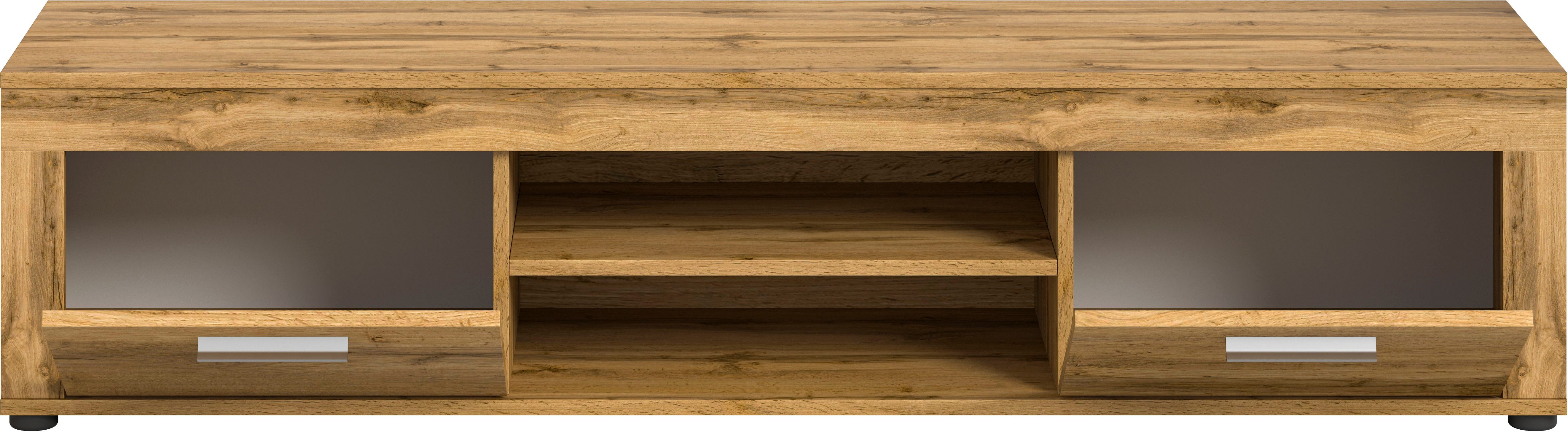 INOSIGN Tv-meubel Aosta, breedte 160 cm, in verschillende kleuruitvoeringen met 2 kleppen en 2 open vakken, tv-bord, mediabord, tv-meubel