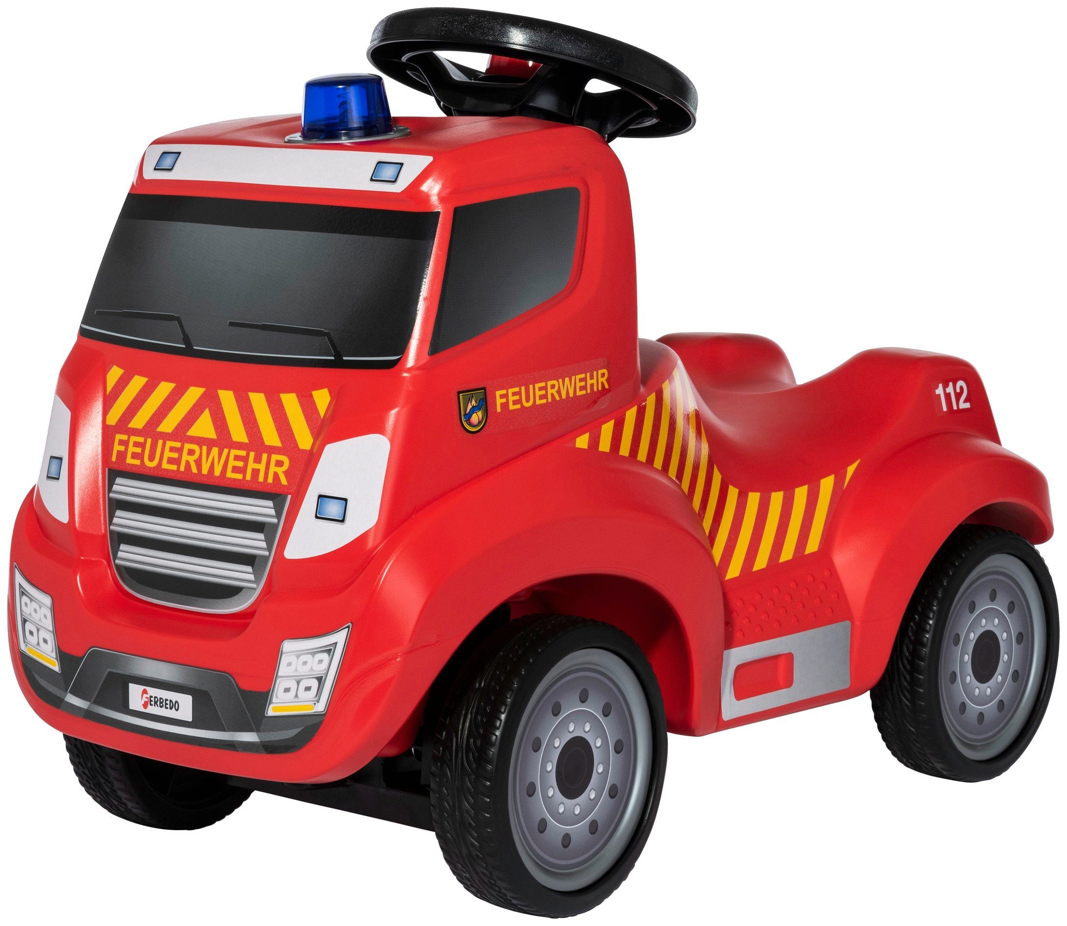 Ferbedo Loopauto Ferbedo Truck Fire incl. ferbedo miniflash (blauw licht met sirene)