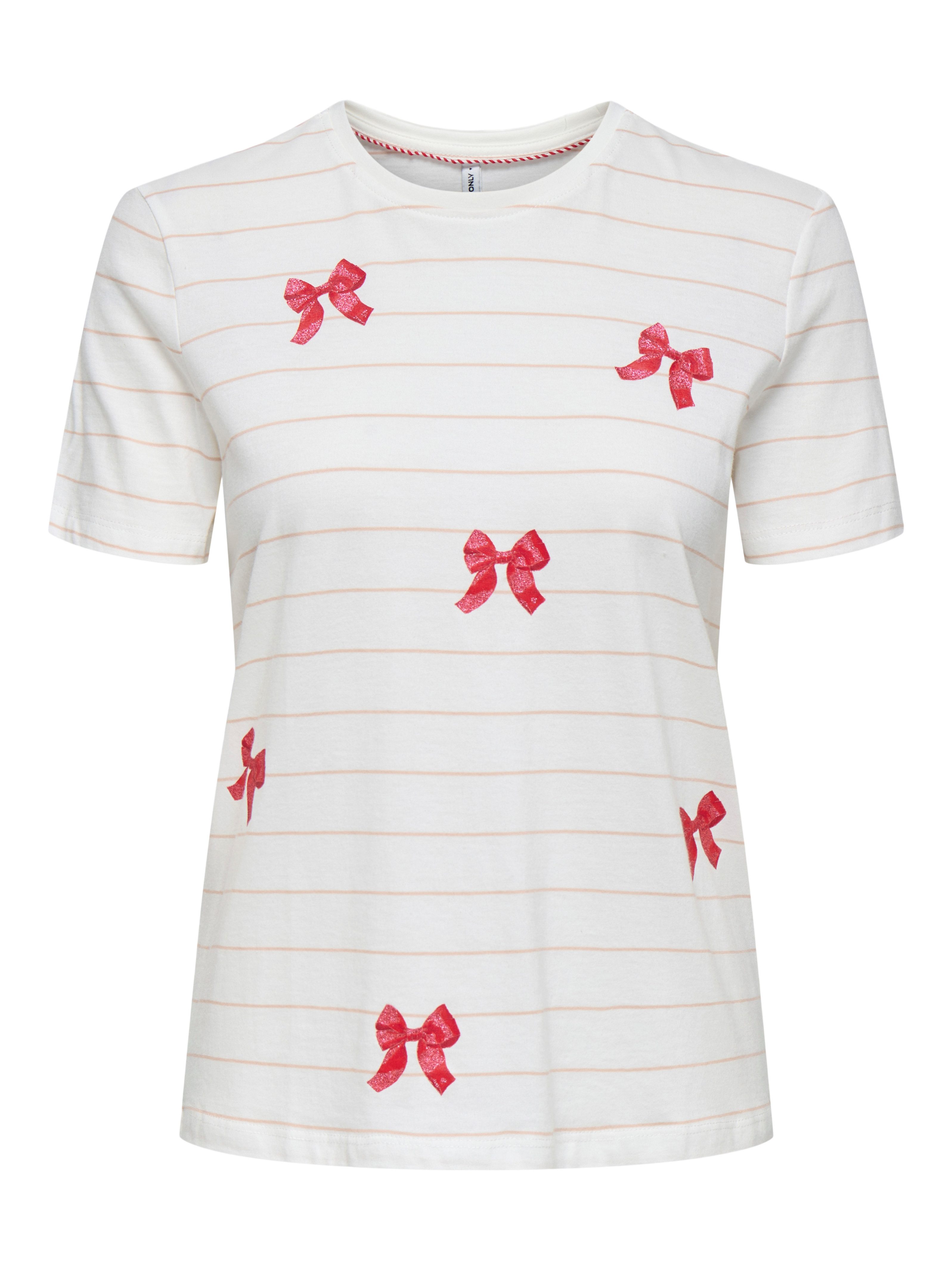 Only Shirt met korte mouwen ONLKIRA LIFE BOW S/S TEE CS JRS