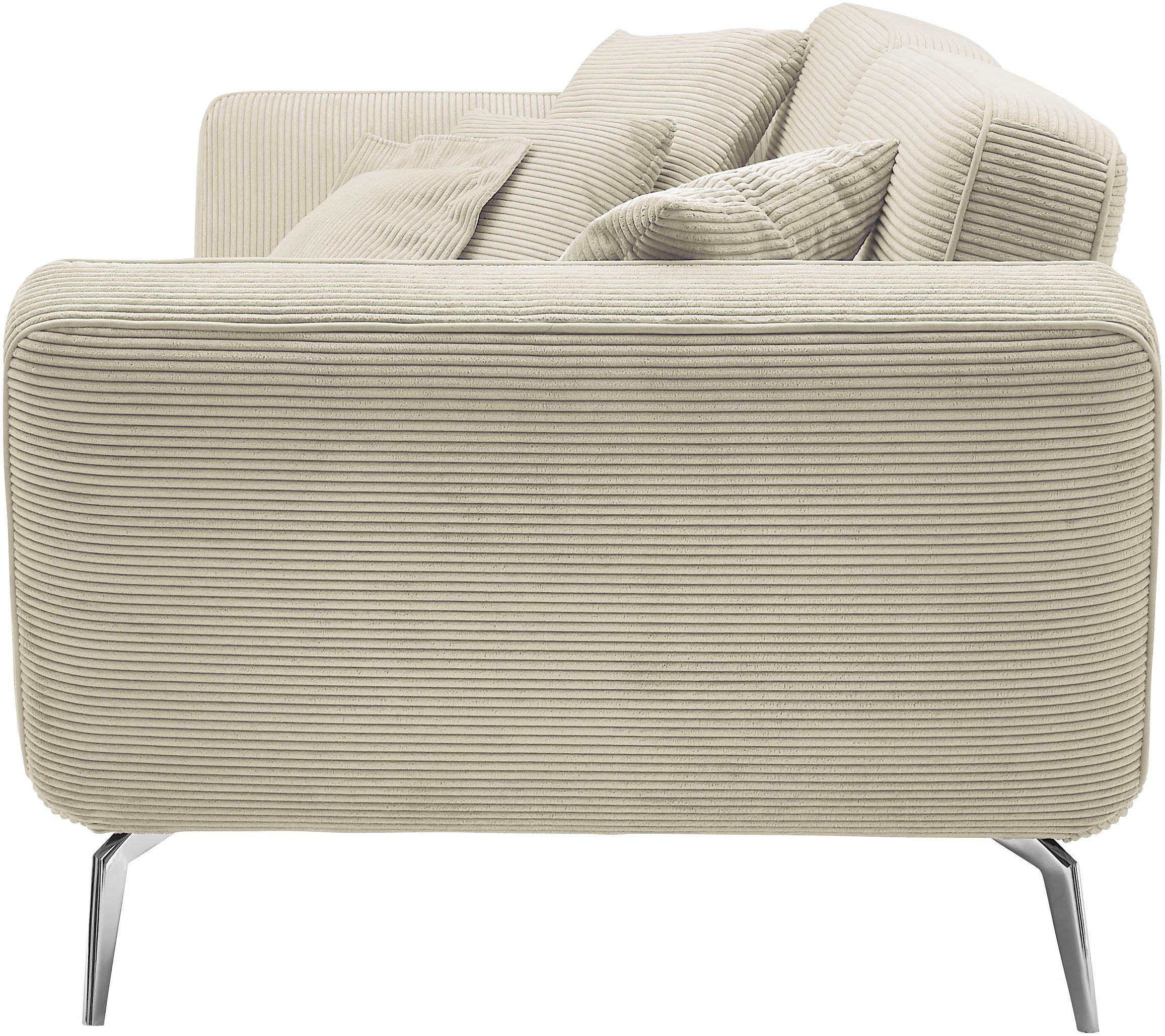 set one by Musterring Megabank SO 4500 Voeten chroomkleurig, optioneel met hoofdsteun, breedte 260cm, in cord