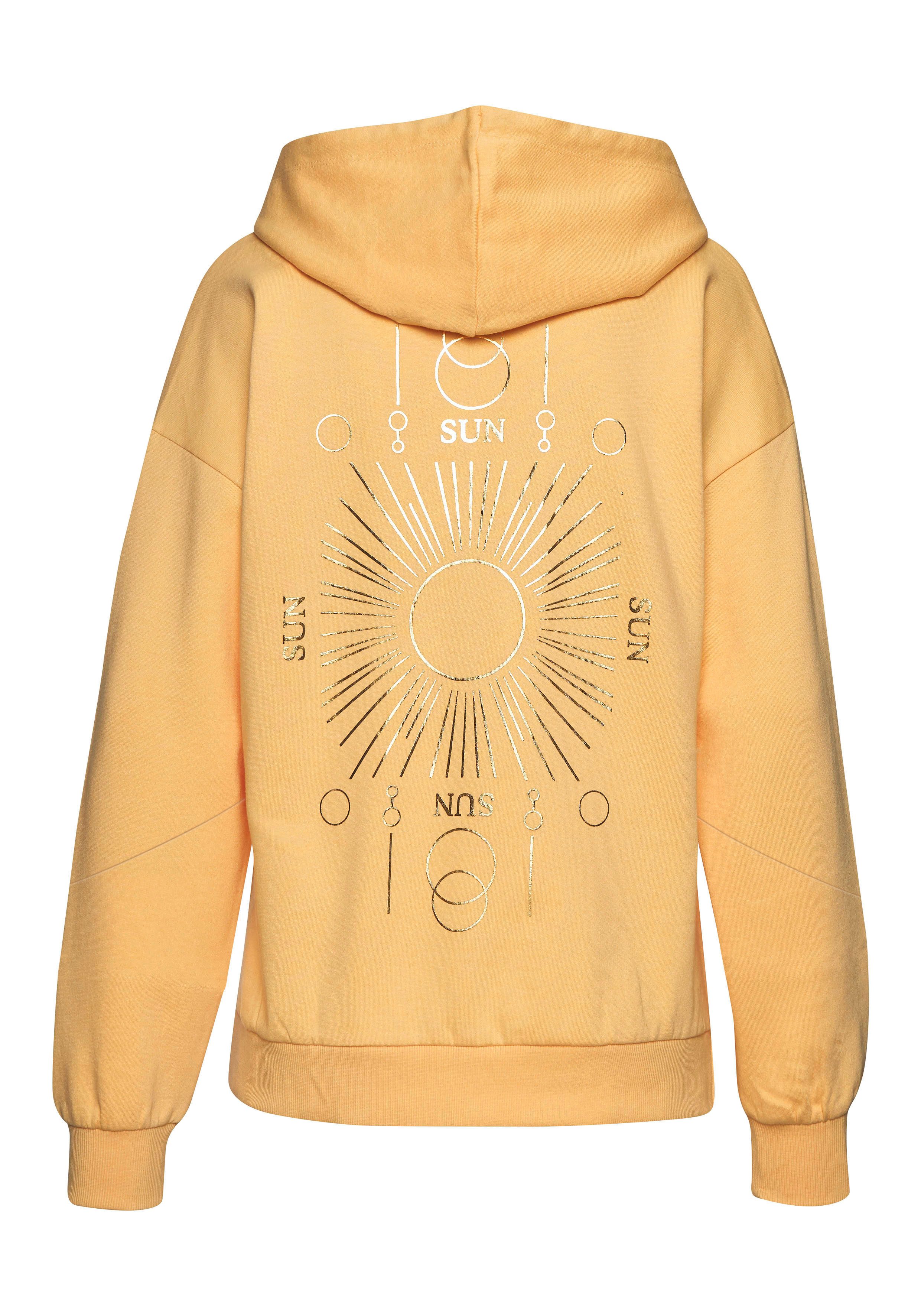 Buffalo Hoodie Capuchon sweatshirt met grote rugprint met glanseffect loungewear