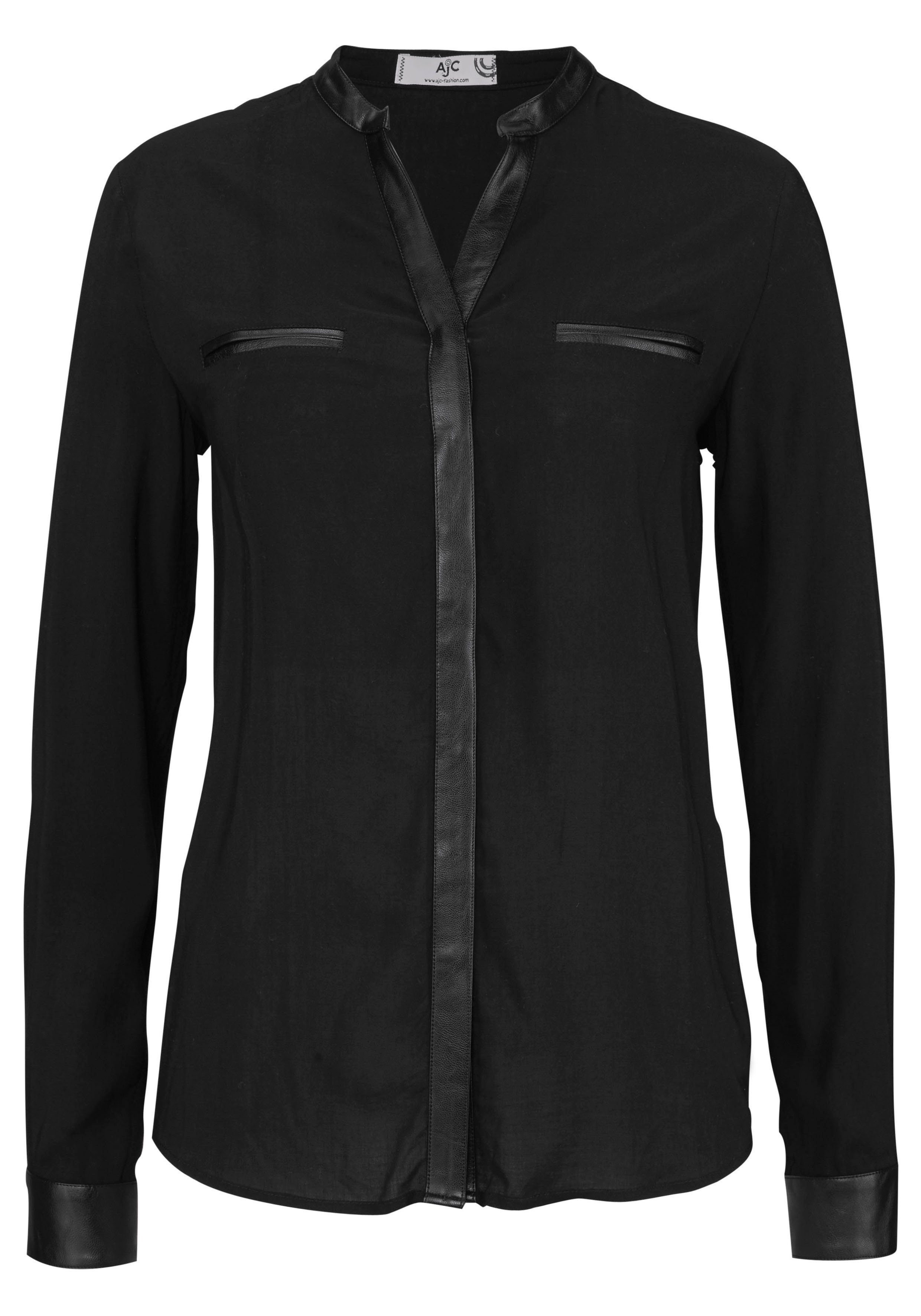 AJC Overhemdblouse met details van imitatieleer