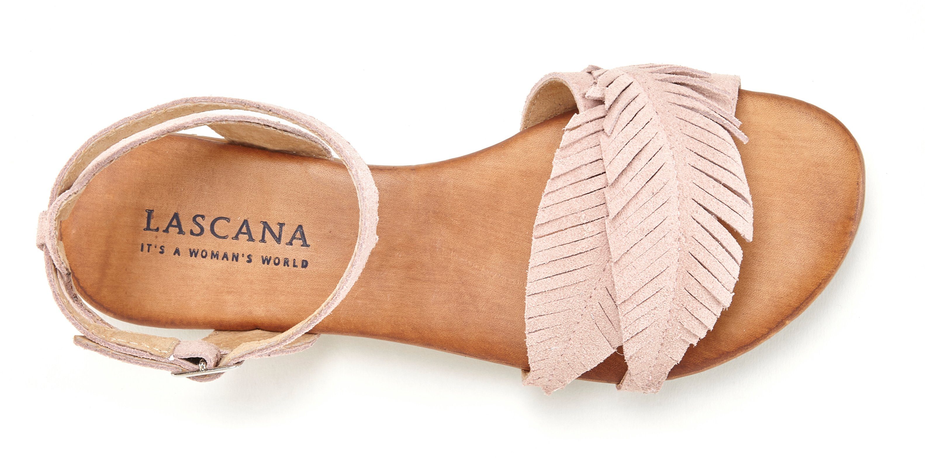 Lascana Sandalen Zomerschoen Sandalette, zomerschoen van leer met modieuze franjes