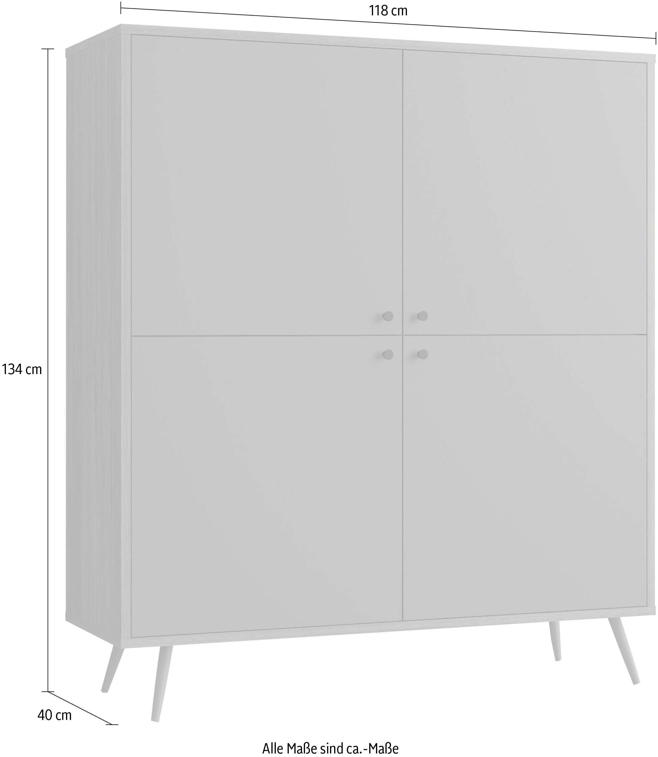 SalesFever Highboard Opbergkast in moderne kleurcombinatie van walnoot en grijs