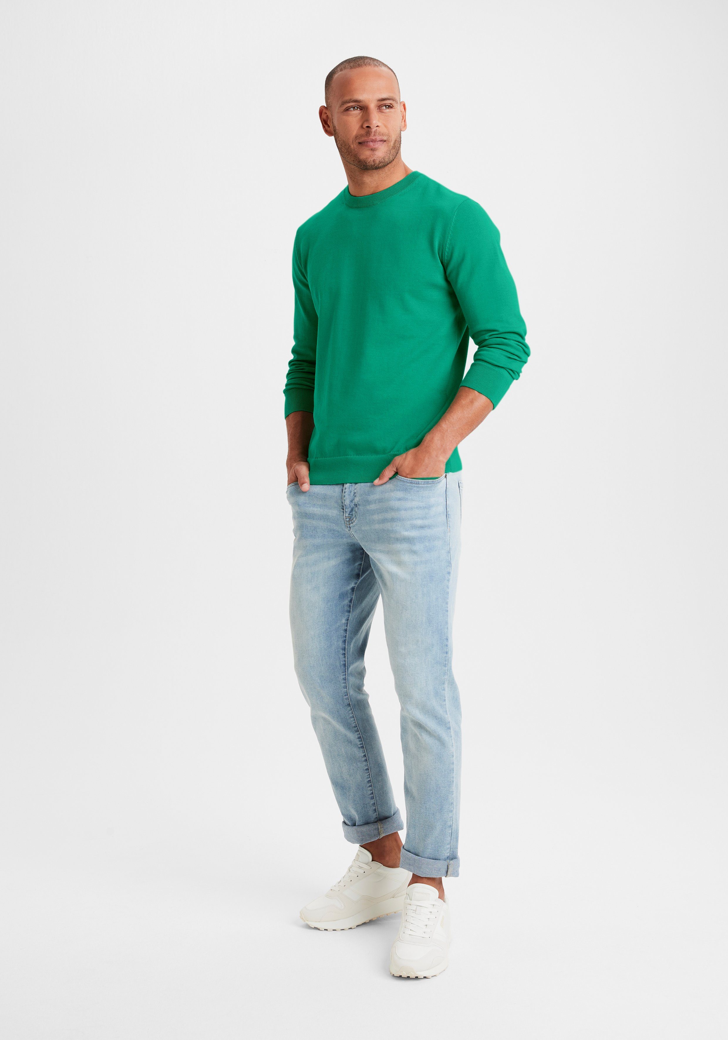 H.I.S Gebreide trui Regular fit, lange mouwen, pullover van fijn breiwerk, katoenmix