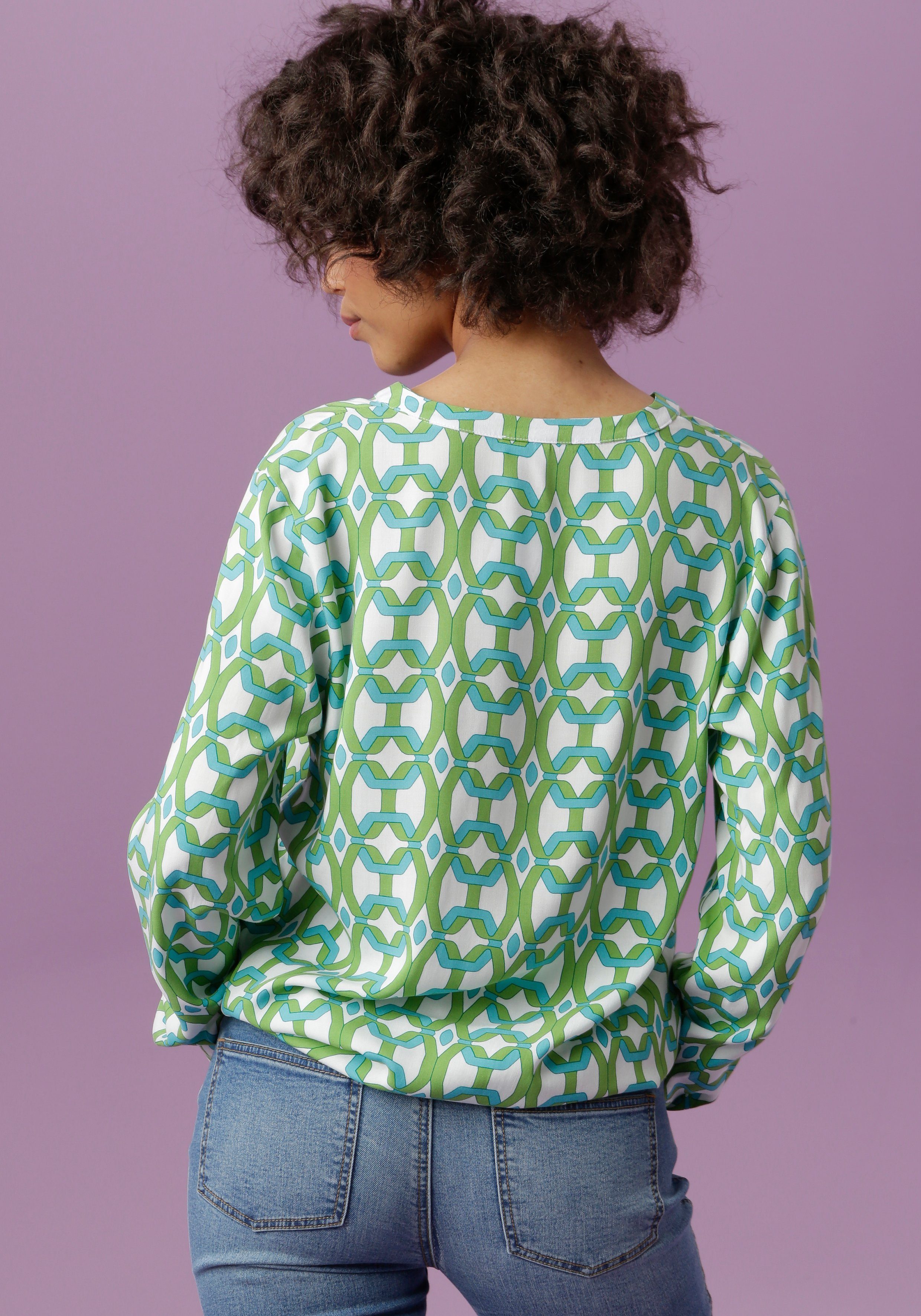 Aniston CASUAL Blouse zonder sluiting met opvallende, grafische print