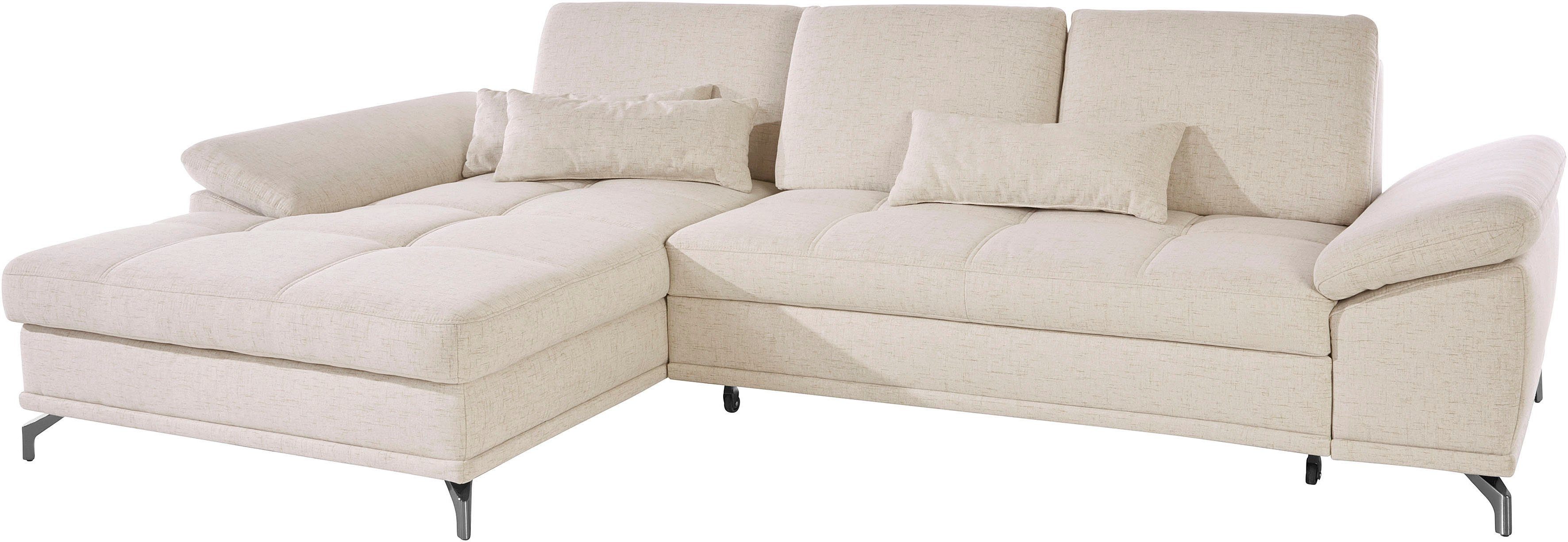 Places of Style Hoekbank Costello L-vorm, met zitdiepteverstelling, armleuningverstelling en
