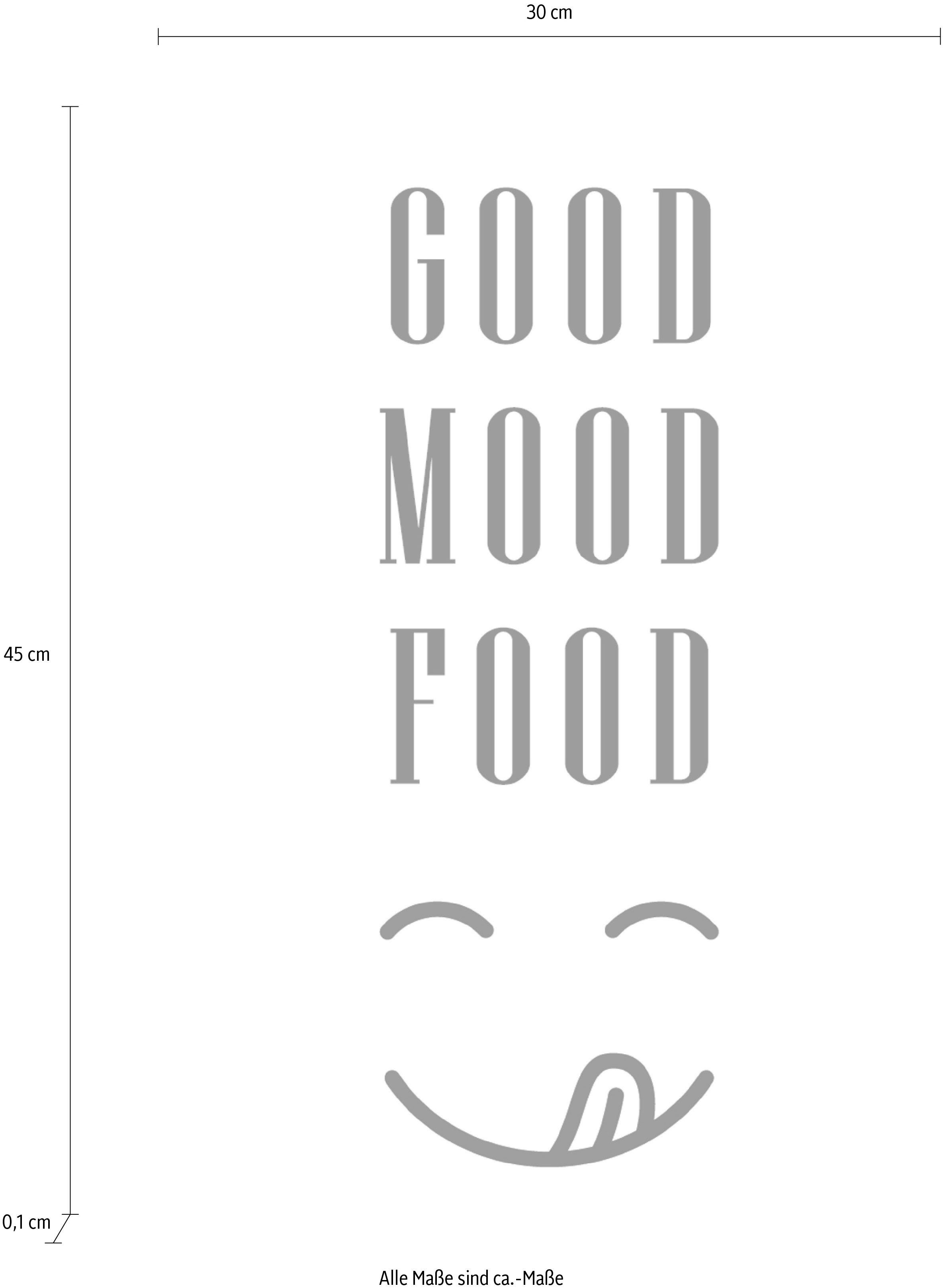 queence Sierobject voor aan de wand GOOD MOOD FOOD Stalen bord, blikken bord, spreuk, grappig, wanddecoratie, retro, 20x30cm