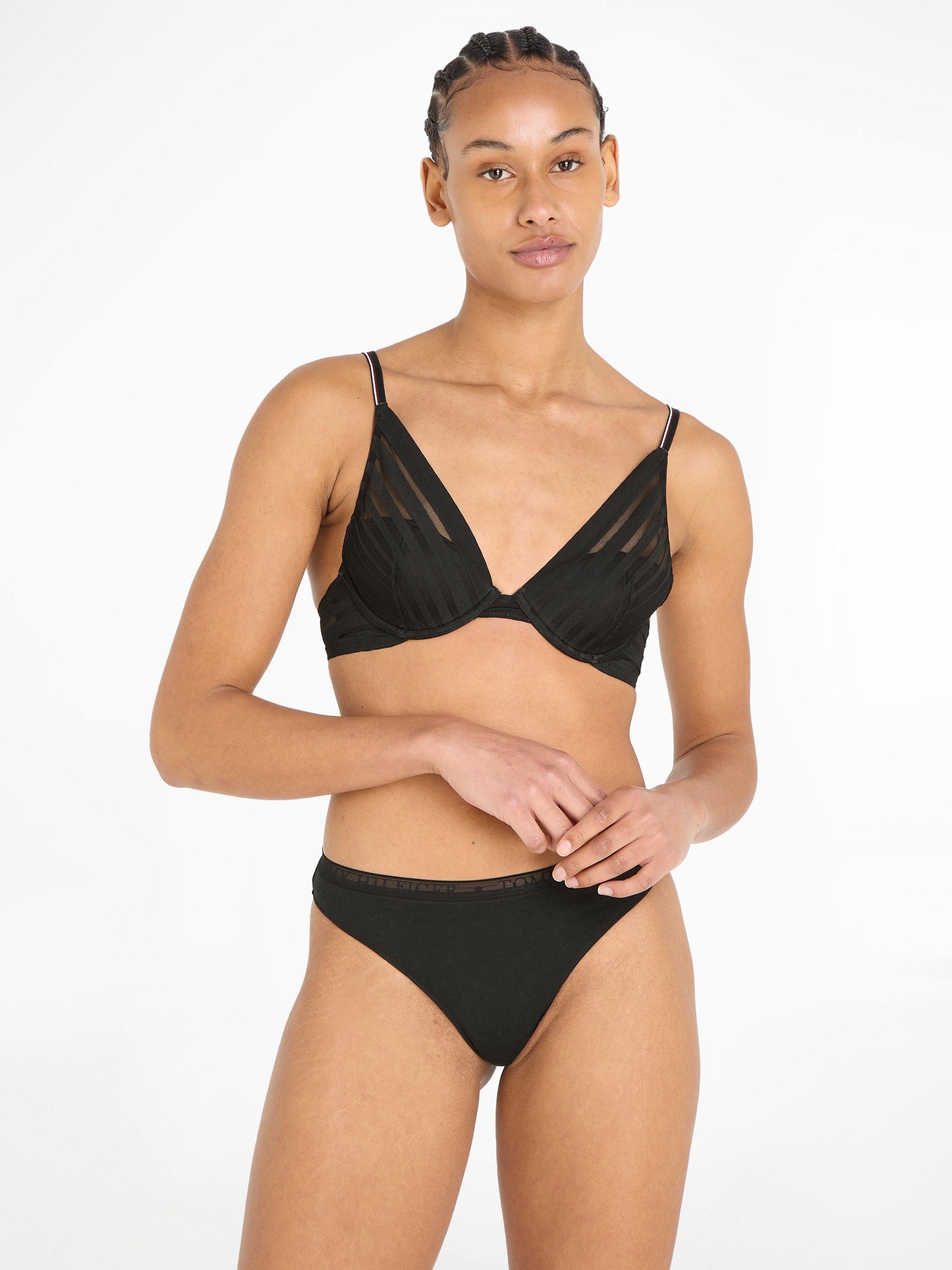 Tommy Hilfiger Underwear Beugel-bh LIGHTLY LINED WIRED PLUNGE met contrasterende naden in labelkleuren op de...