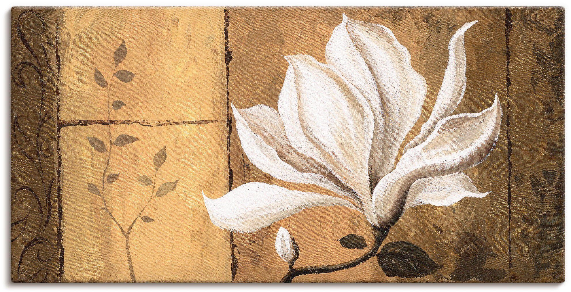 Artland Artprint Magnolia aan goud/bruin in vele afmetingen & productsoorten - artprint van aluminium / artprint voor buiten, artprint op linnen, poster, muursticker / wandfolie oo