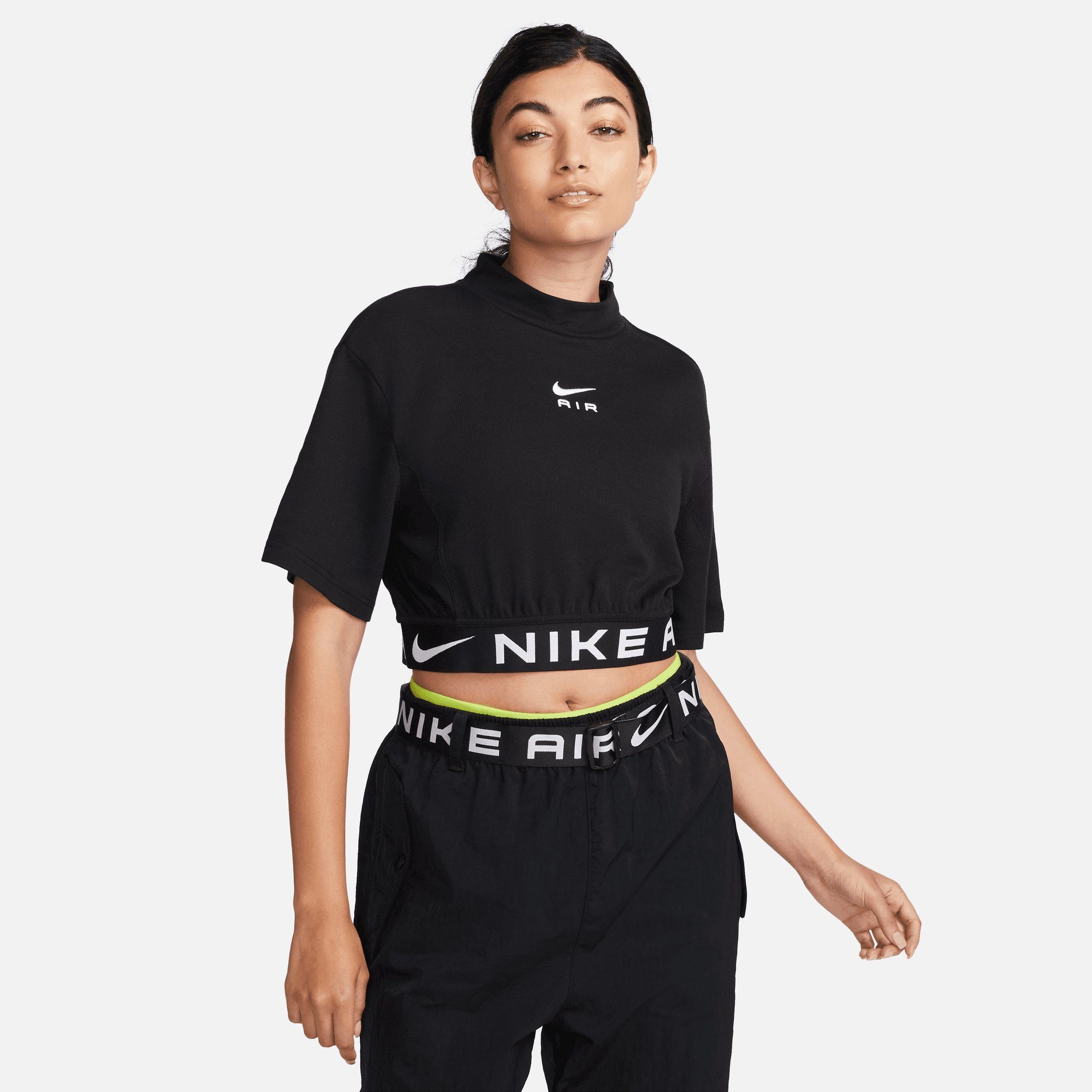 Nike Sportswear T-shirt W NSW AIR SS CROP TOP dames tops maat XL (48/50) zwart
