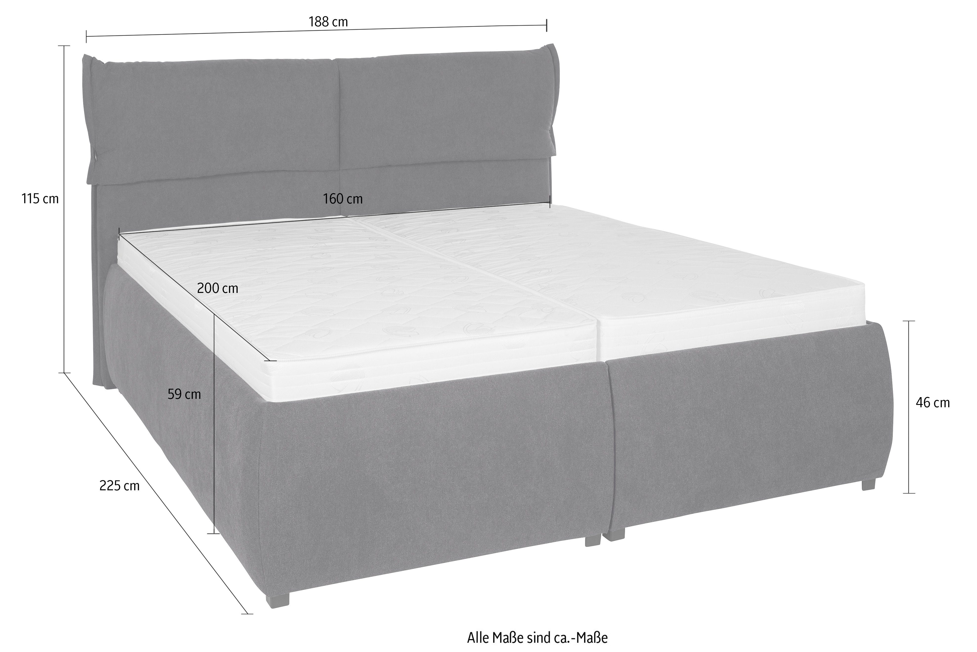 andas Gestoffeerd bed Jenson als bedframe of met 3 matrassoorten en hardheden