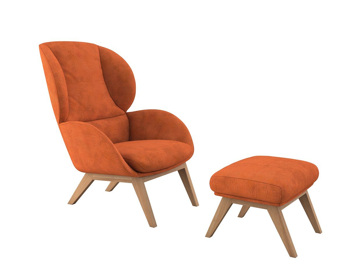FLEXLUX Oorfauteuil Adria Stijl & comfort, organische vorm, eikenhouten voet
