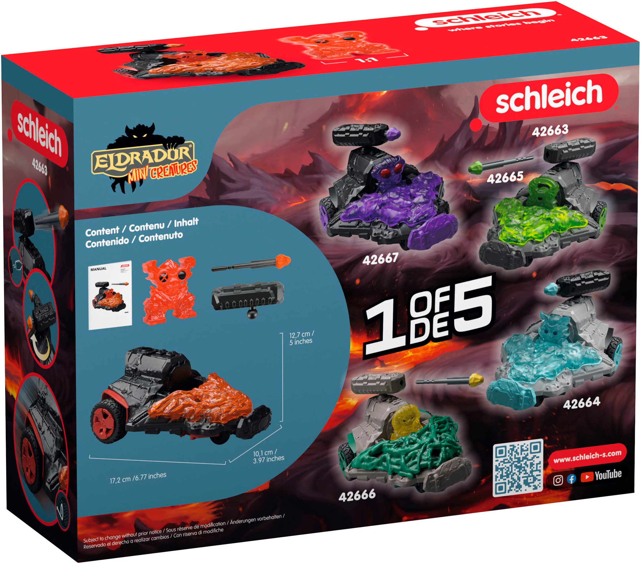 Schleich® Speelgoedauto ELDRADOR® CREATURES, Lava Düsenjet Fahrzeug mit Mini Cretaure (42663)