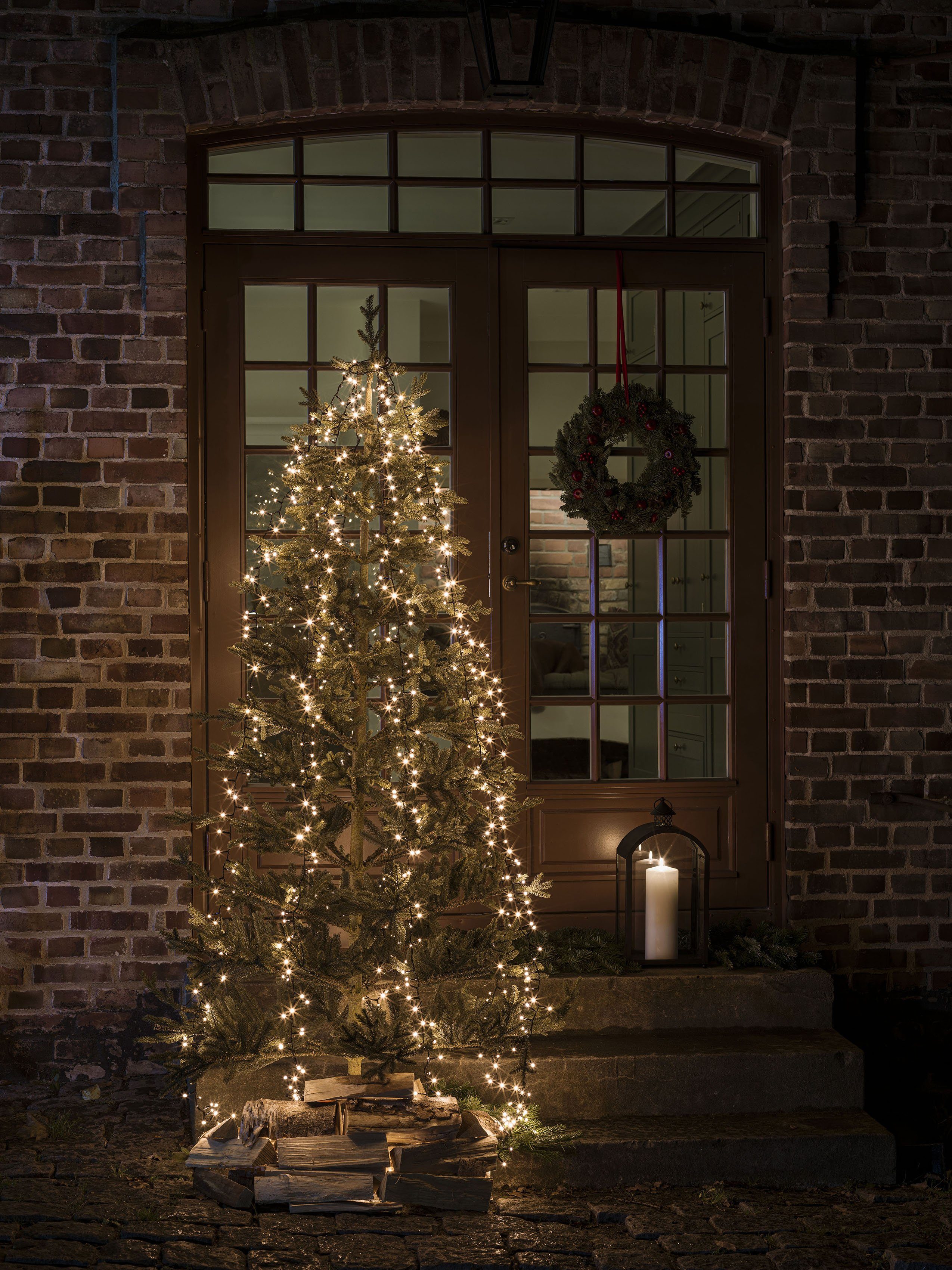 KONSTSMIDE Led-boomverlichting Kerstversiering buiten, kerstversiering Micro-led Compactlights lichtsnoer met ring, 6 strengen à 180 dioden (1 stuk)