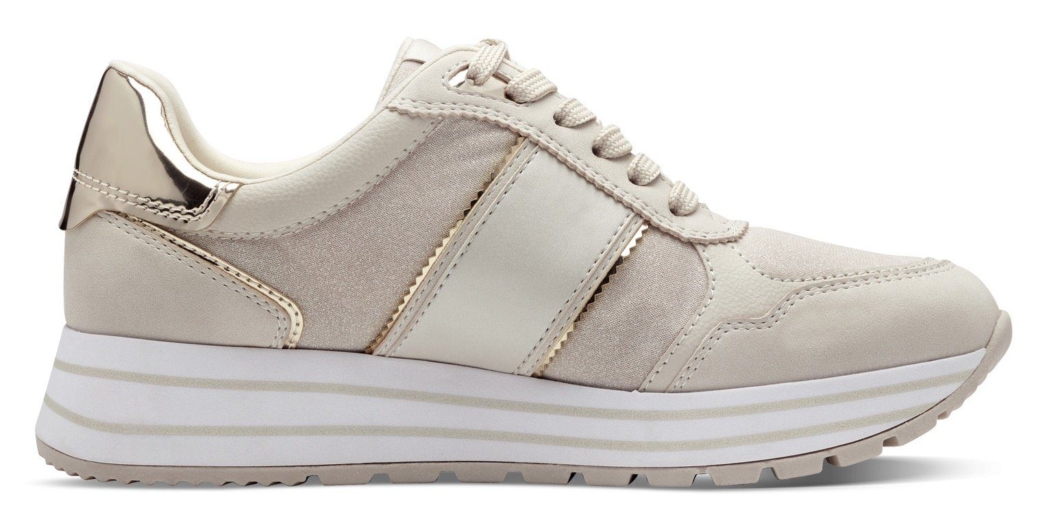 Tamaris Plateausneakers , plateau, vrijetijdsschoen, lage schoen, veterschoen in materiaalmix