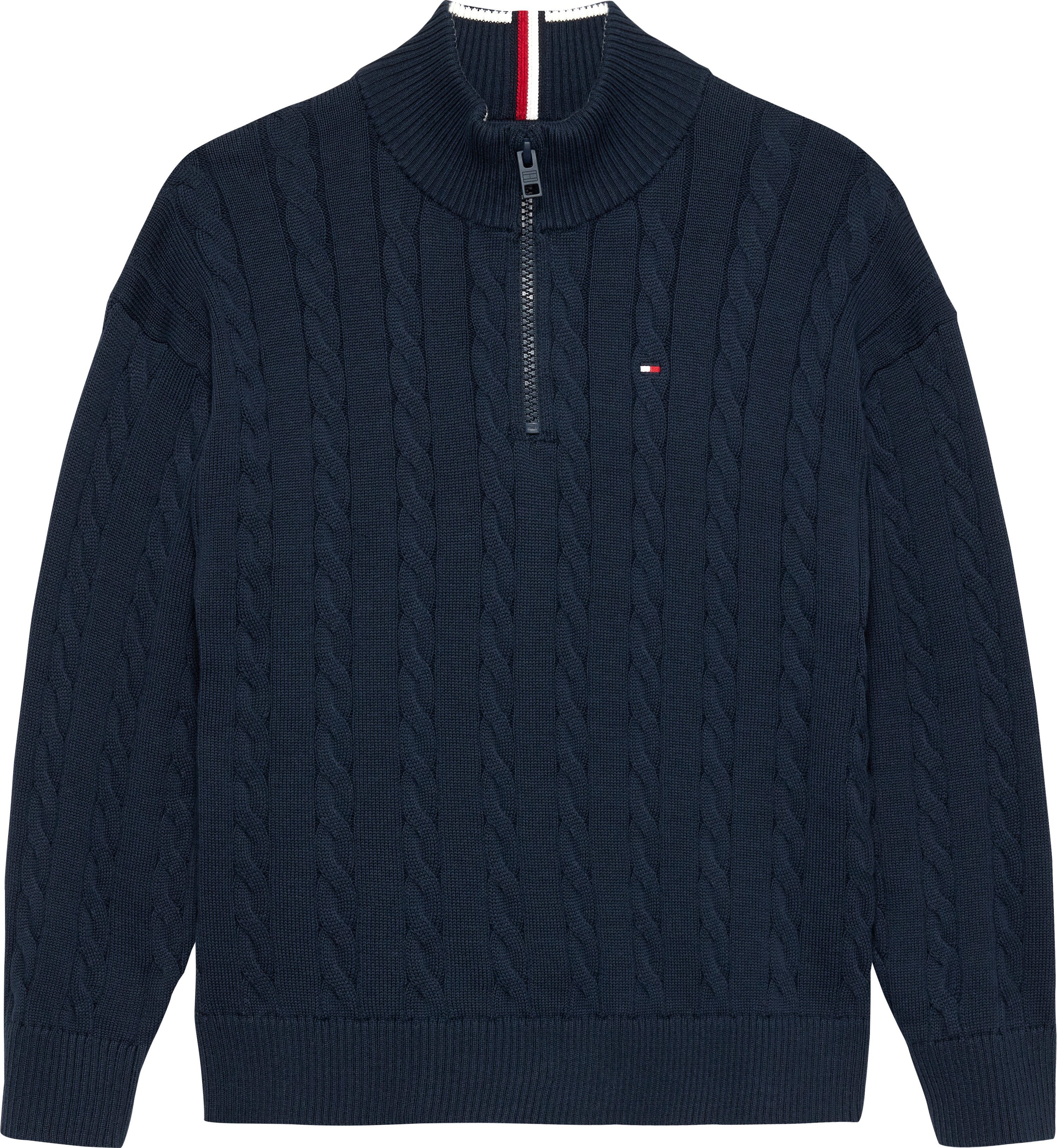 Tommy Hilfiger Gebreide trui COTTON CABLE HALF ZIP SWEATER