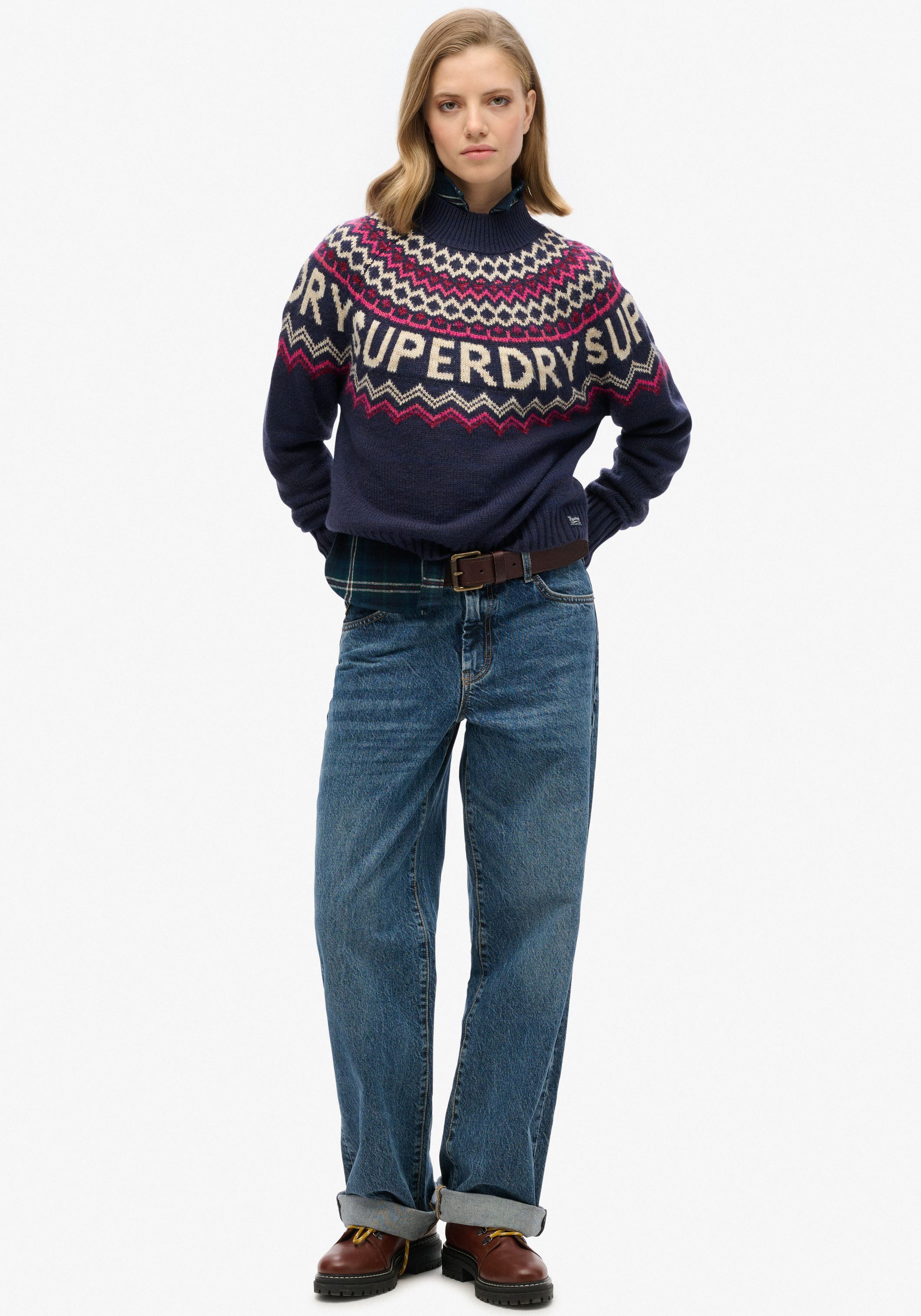 Superdry Gebreide trui FAIRISLE BRANDED JUMPER