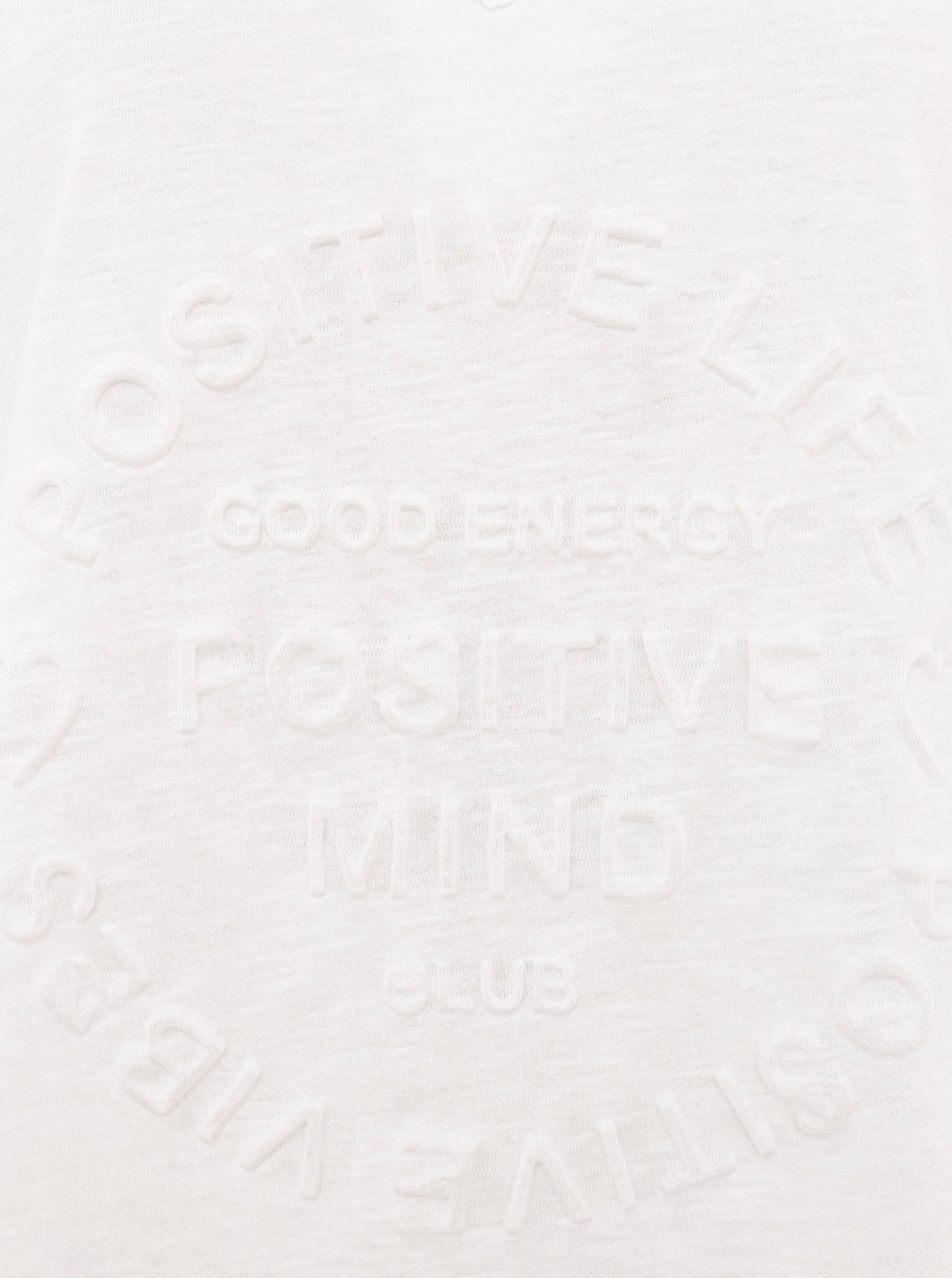 Zwillingsherz T-shirt Positive Mind met v-halslijn, stempeldruk en zoom in used-look