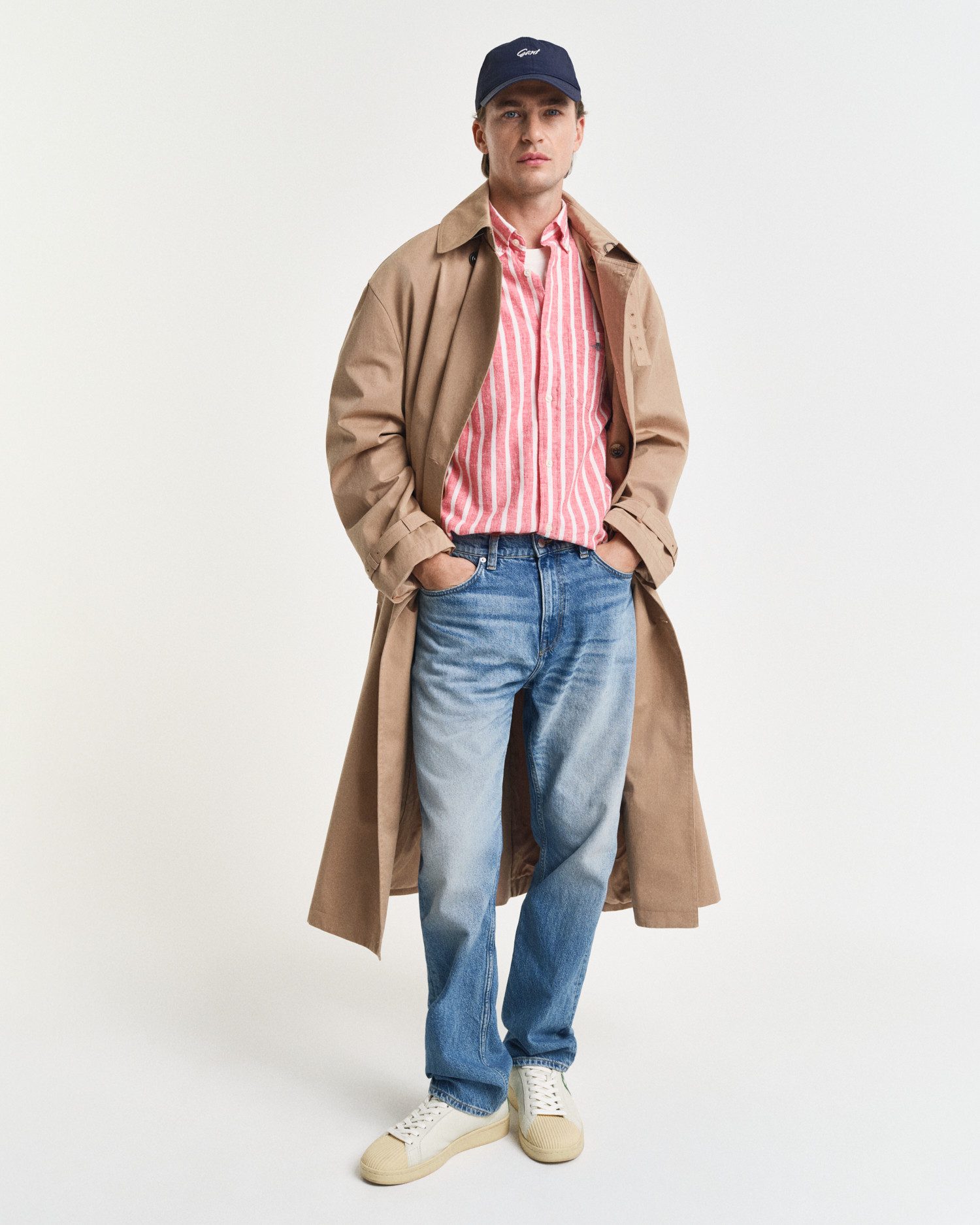 Gant Overhemd met lange mouwen REG COTTON/LINEN STRIPED SHIRT
