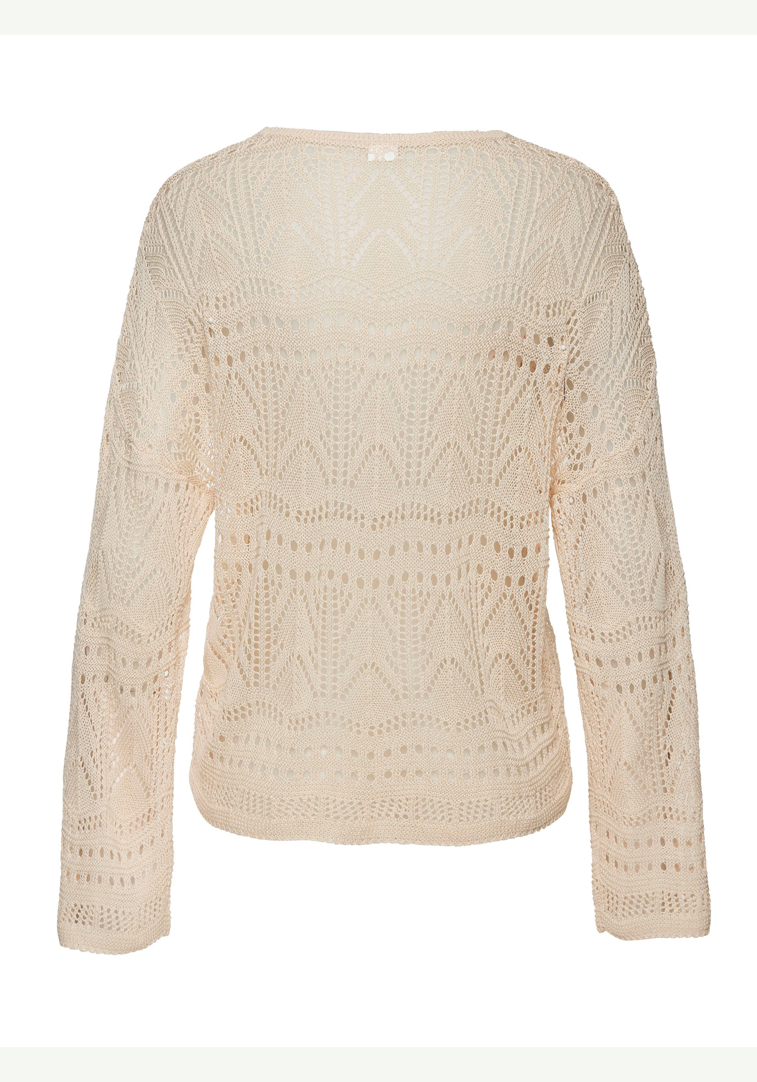 s.Oliver RED LABEL Beachwear Strandtrui met semi-transparant ajourpatroon zomerse breipullover