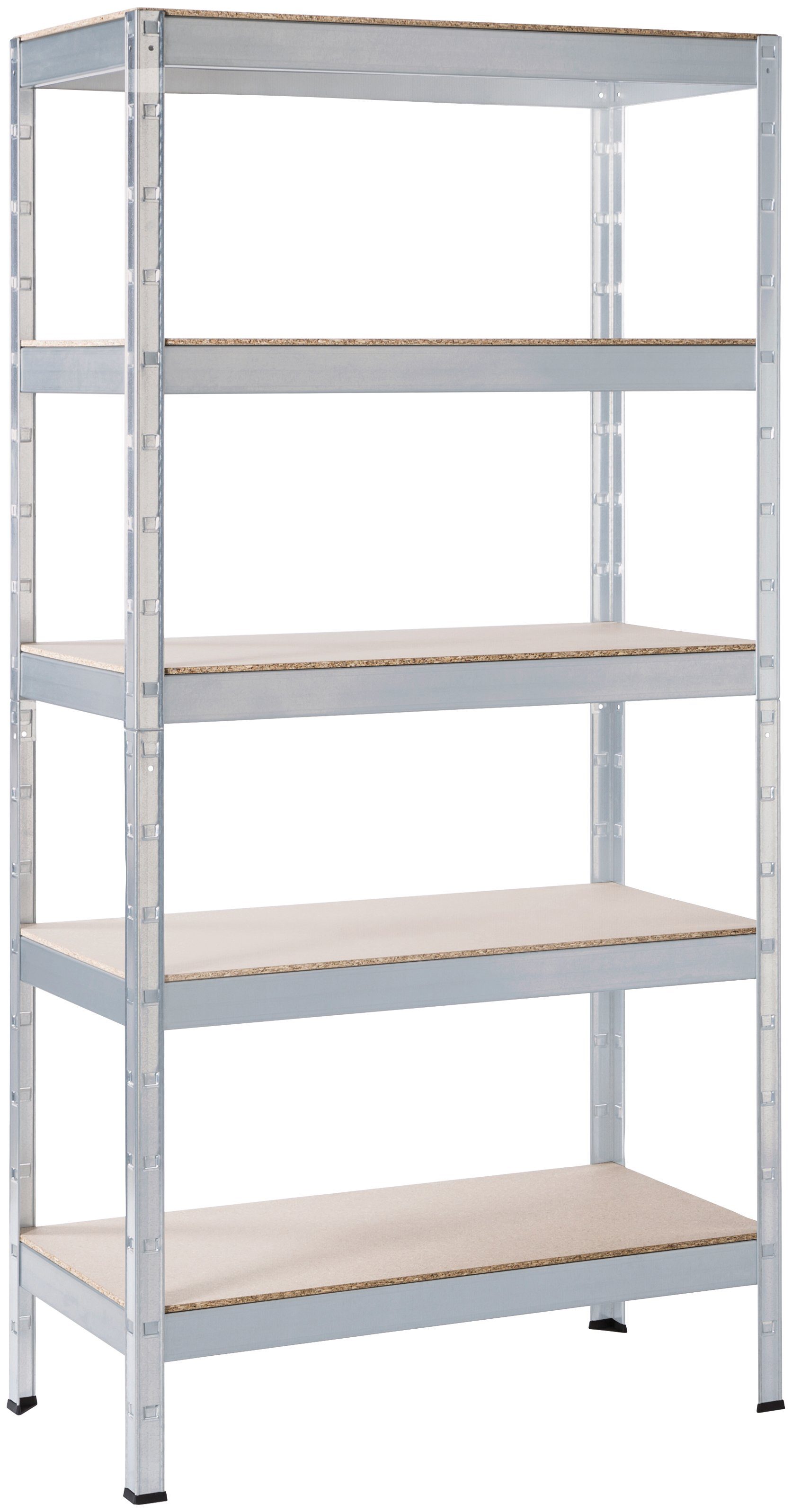 SCHULTE Regalwelt Zwaar belastbare stelling Montagesysteem basiskast Metaal verzinkt, 1800x900x450 mm, 5 houten planken zilver(kleur), stellingkasten