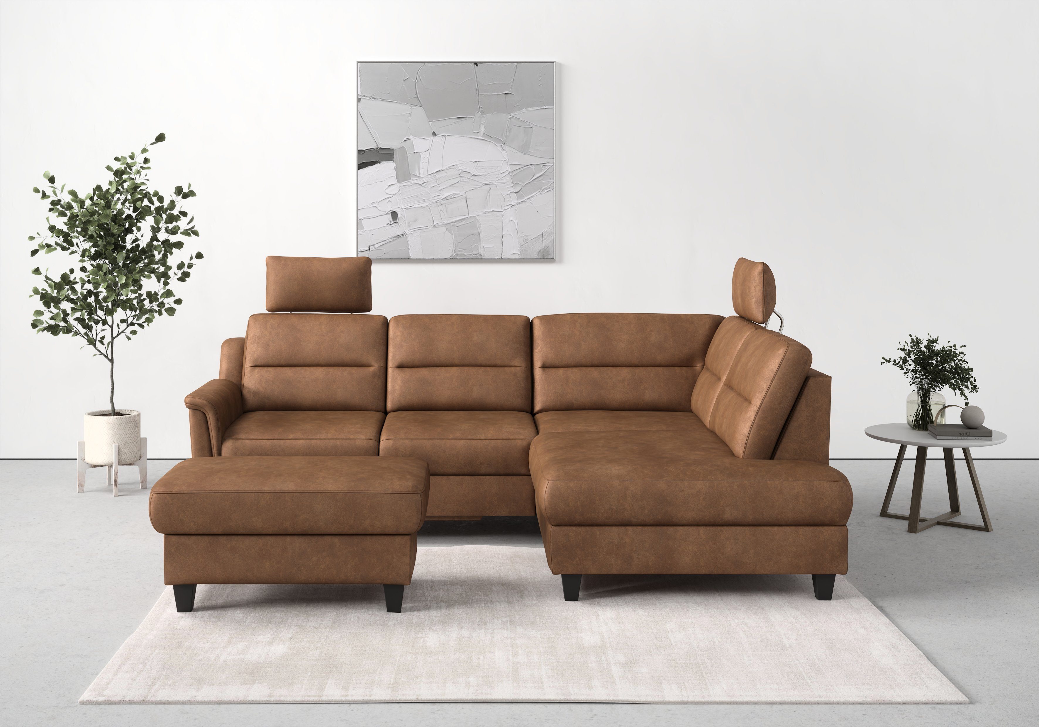 sit&more Hocker met bergruimte Farö met bergruimte en binnenvering en wengékleurige poten