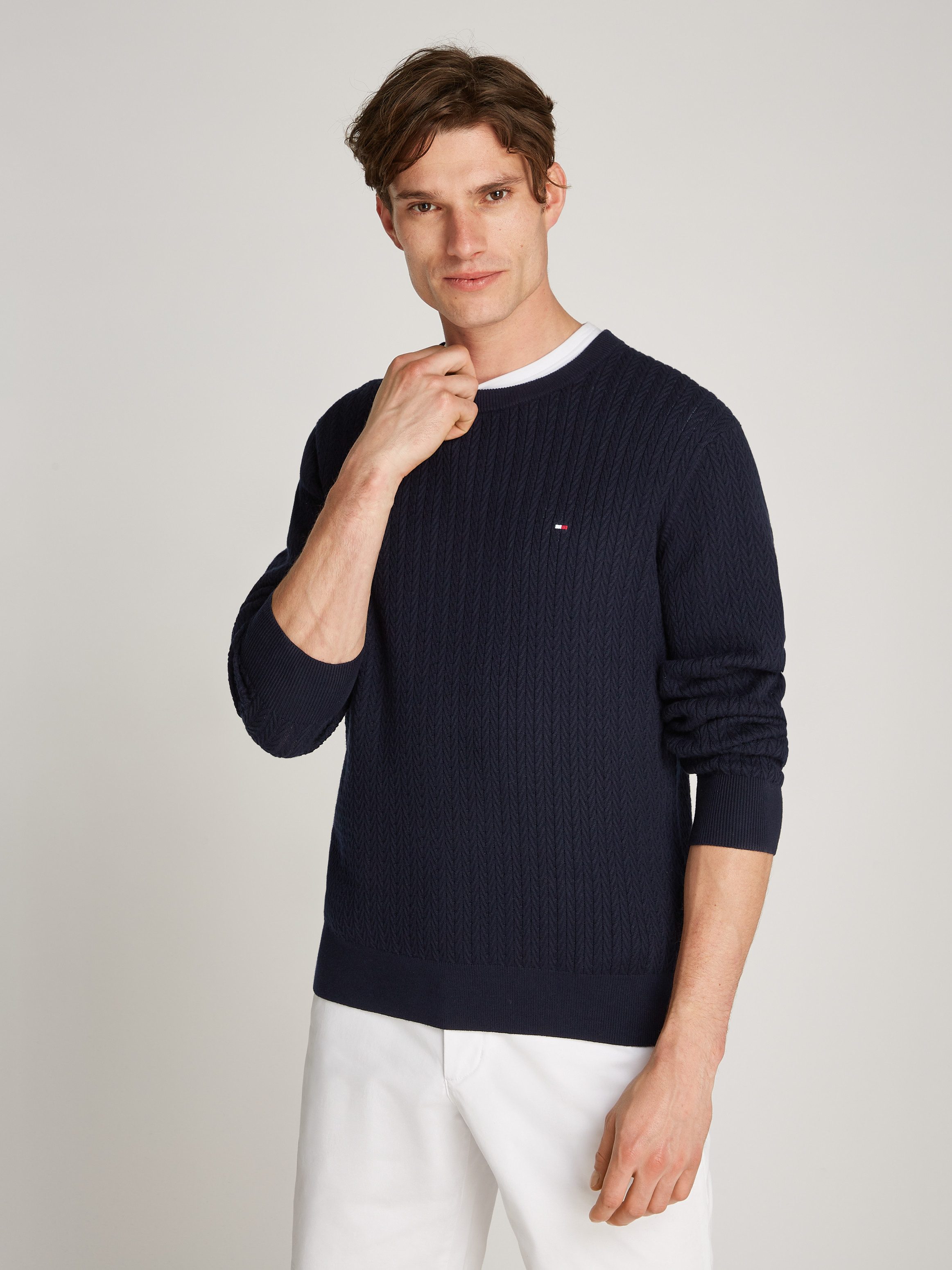 Tommy Hilfiger Gebreide trui HERRINGBONE STRUCTURE C NK