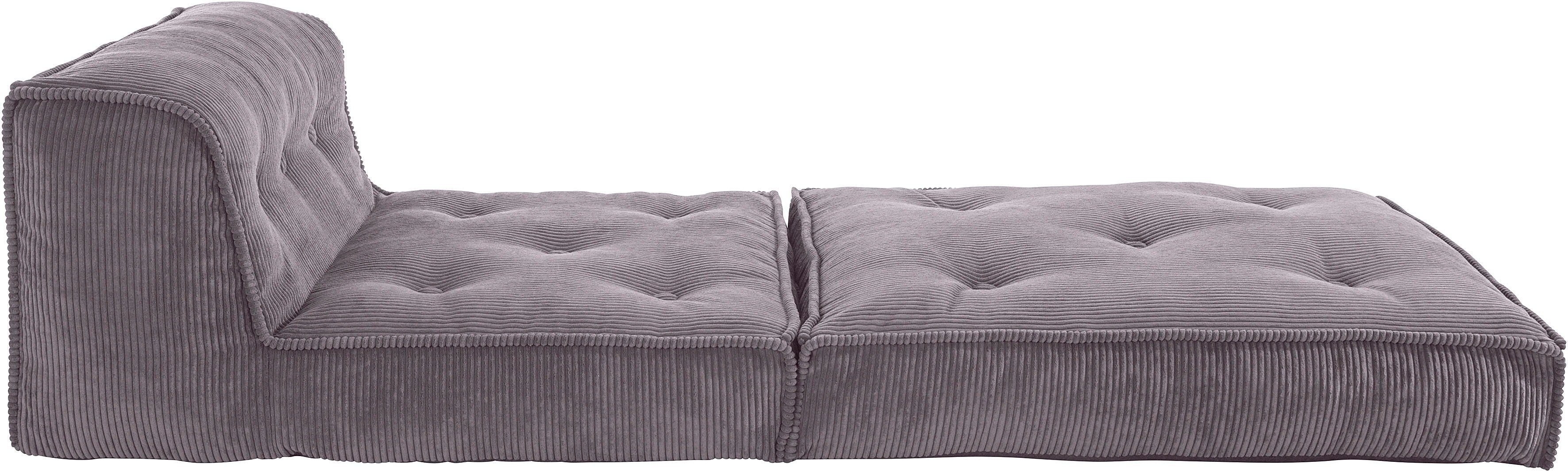 INOSIGN Fauteuil Pia Loungestoel van corduroy, in 2 maten, poef-functie.