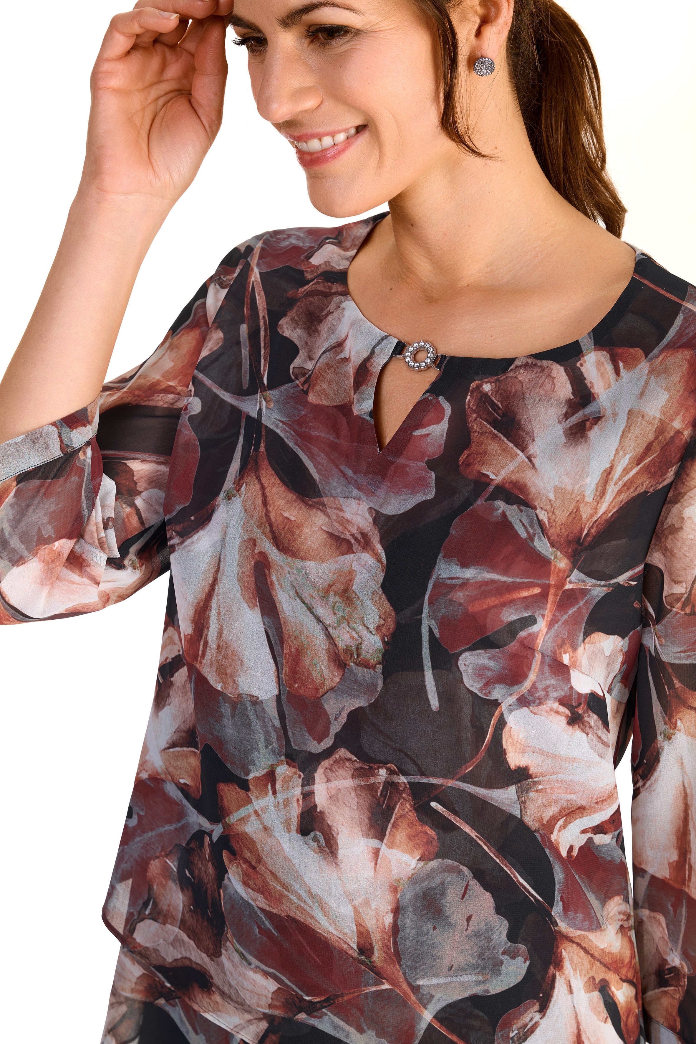 HERMANN LANGE Collection Gedessineerde blouse in lagenlook en met bloemenpatroon