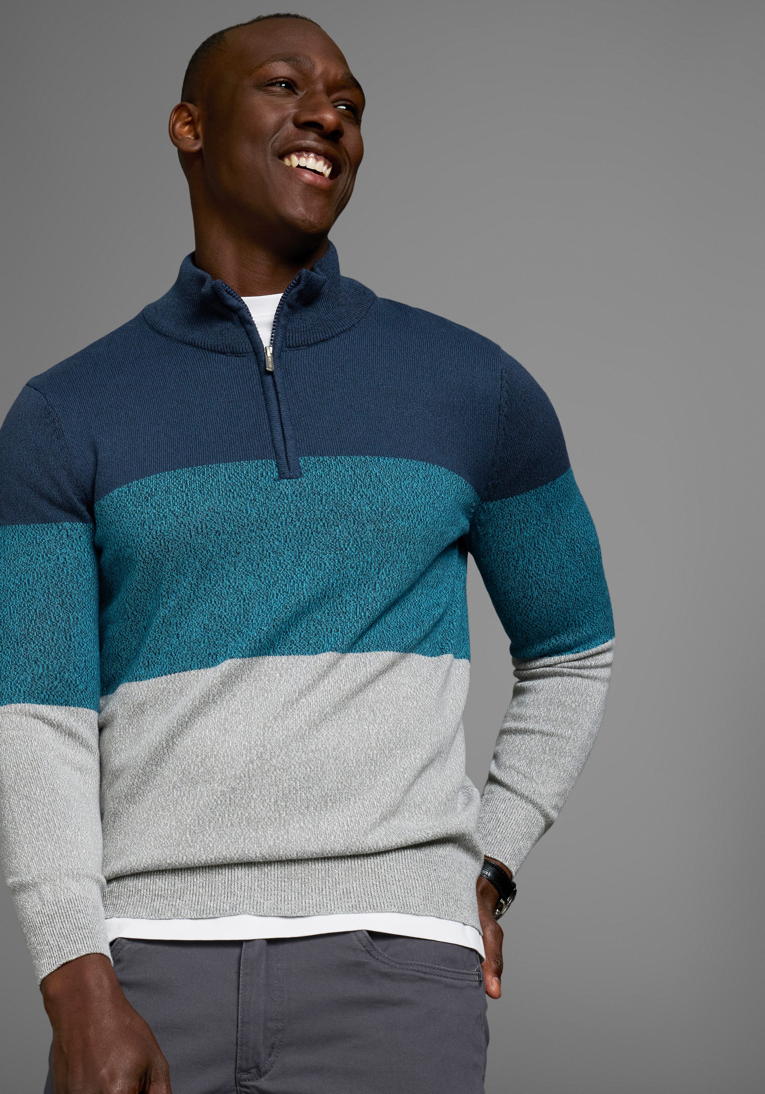 Man's World Schipperstrui Tot maat 5 XL met blokstrepen