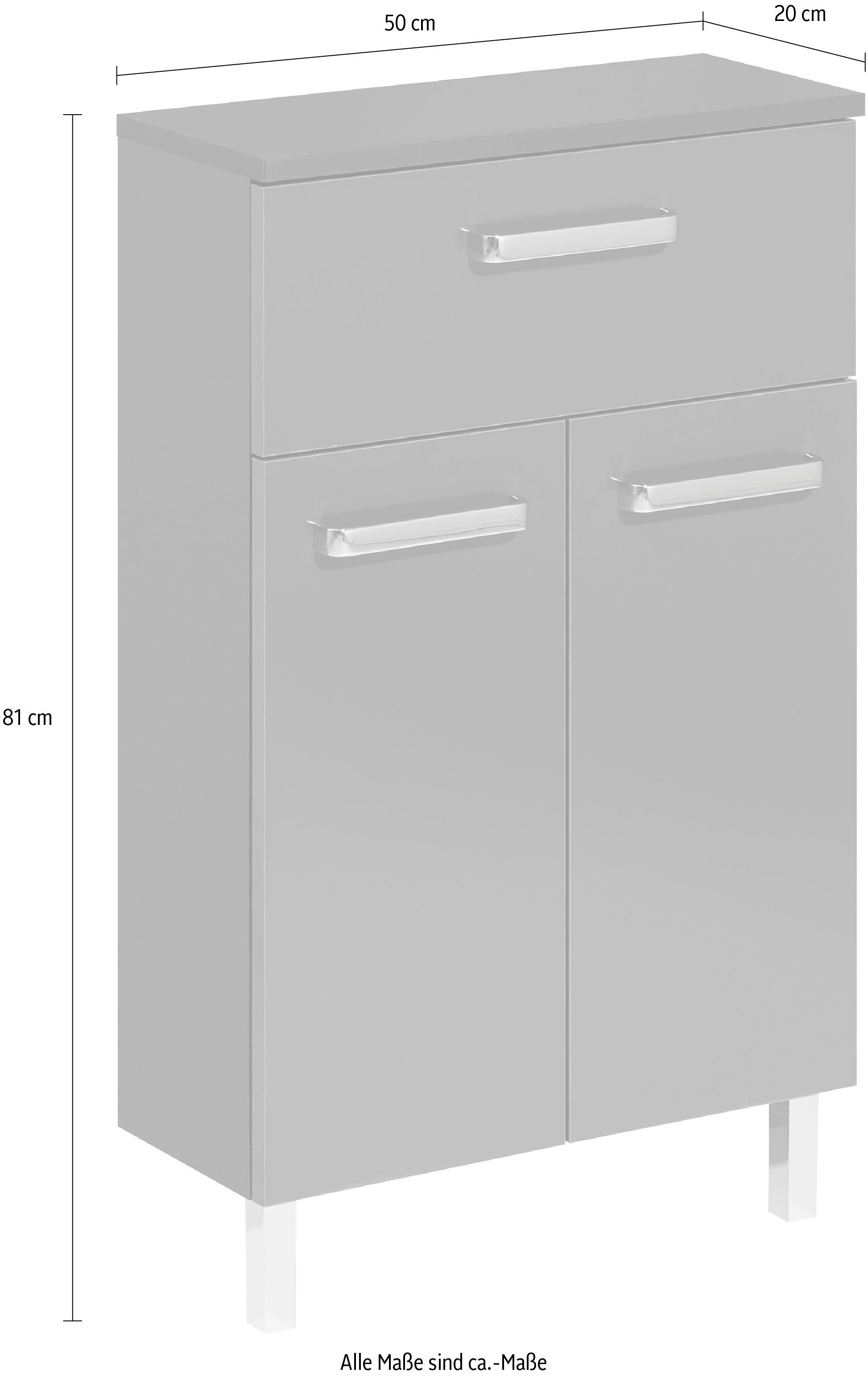 Saphir Onderkast Quickset badkamerkast met 2 deuren, 1 lade, 50 cm breed Badkamer-onderkast inclusief deurdemper, grepen in glanzend chroom