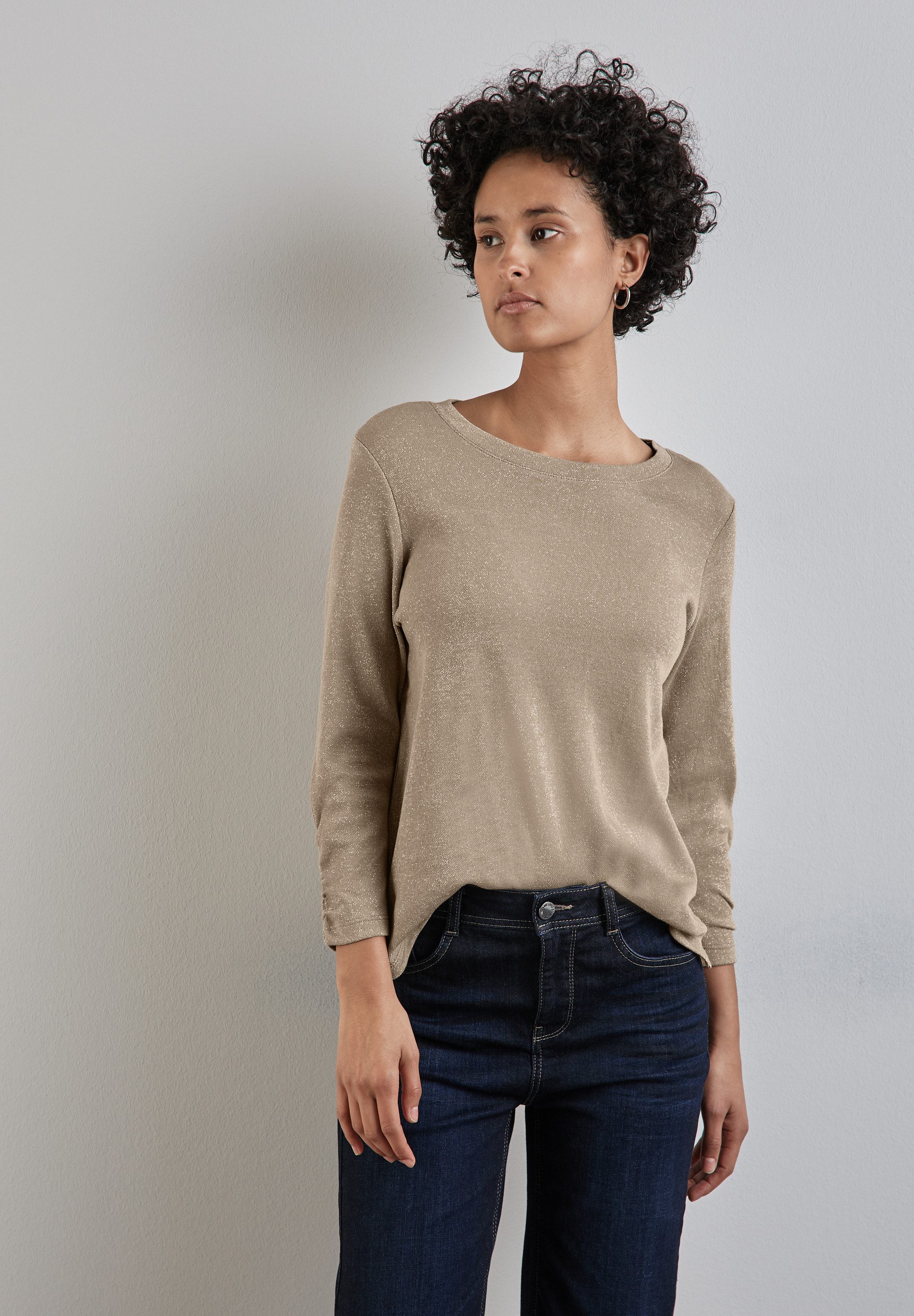 Street One Beige Dames T-shirt Herfst Winter Collectie Beige Dames